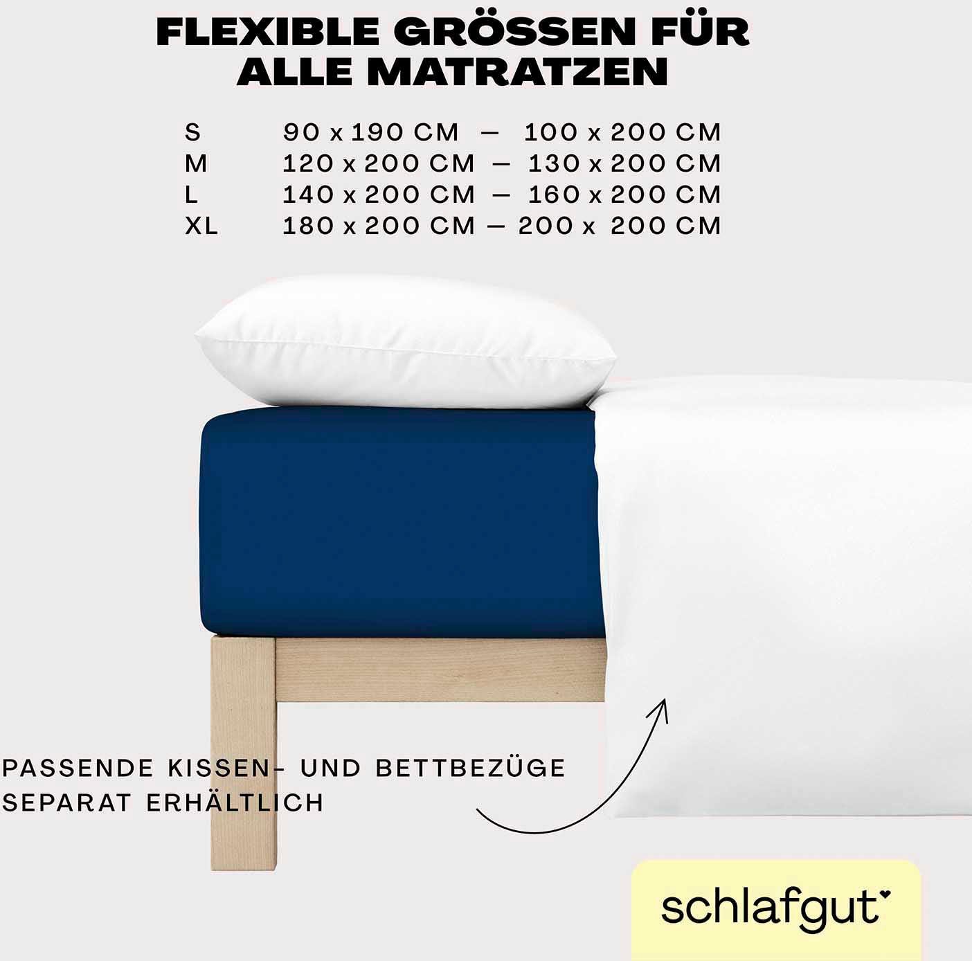 Schlafgut Hoeslaken EASY van 100% katoen, zacht & absorberend, merk-beddengoed voor matrassen tot 22 cm hoogte, in 90x200, 140x200 of 180x200 cm (1 stuk)