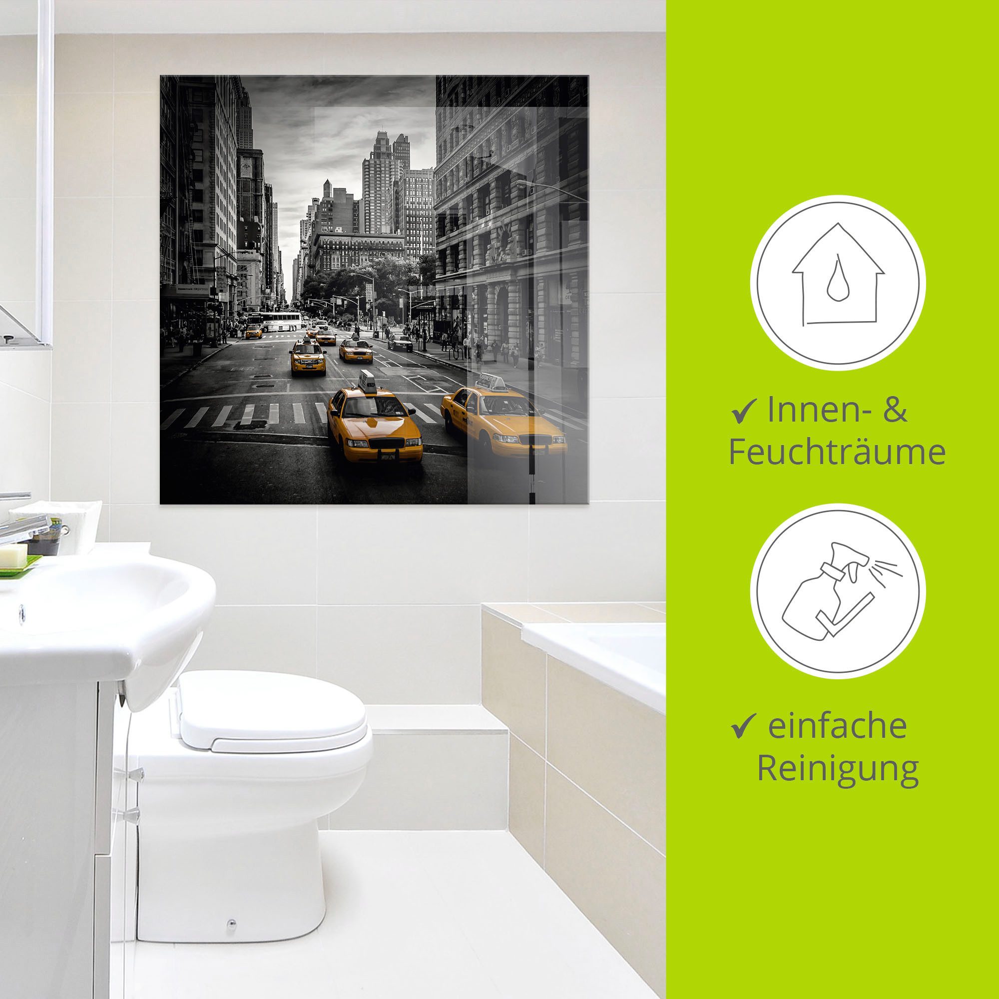 Artland Print op glas New York City Verkeer 5th Avenue