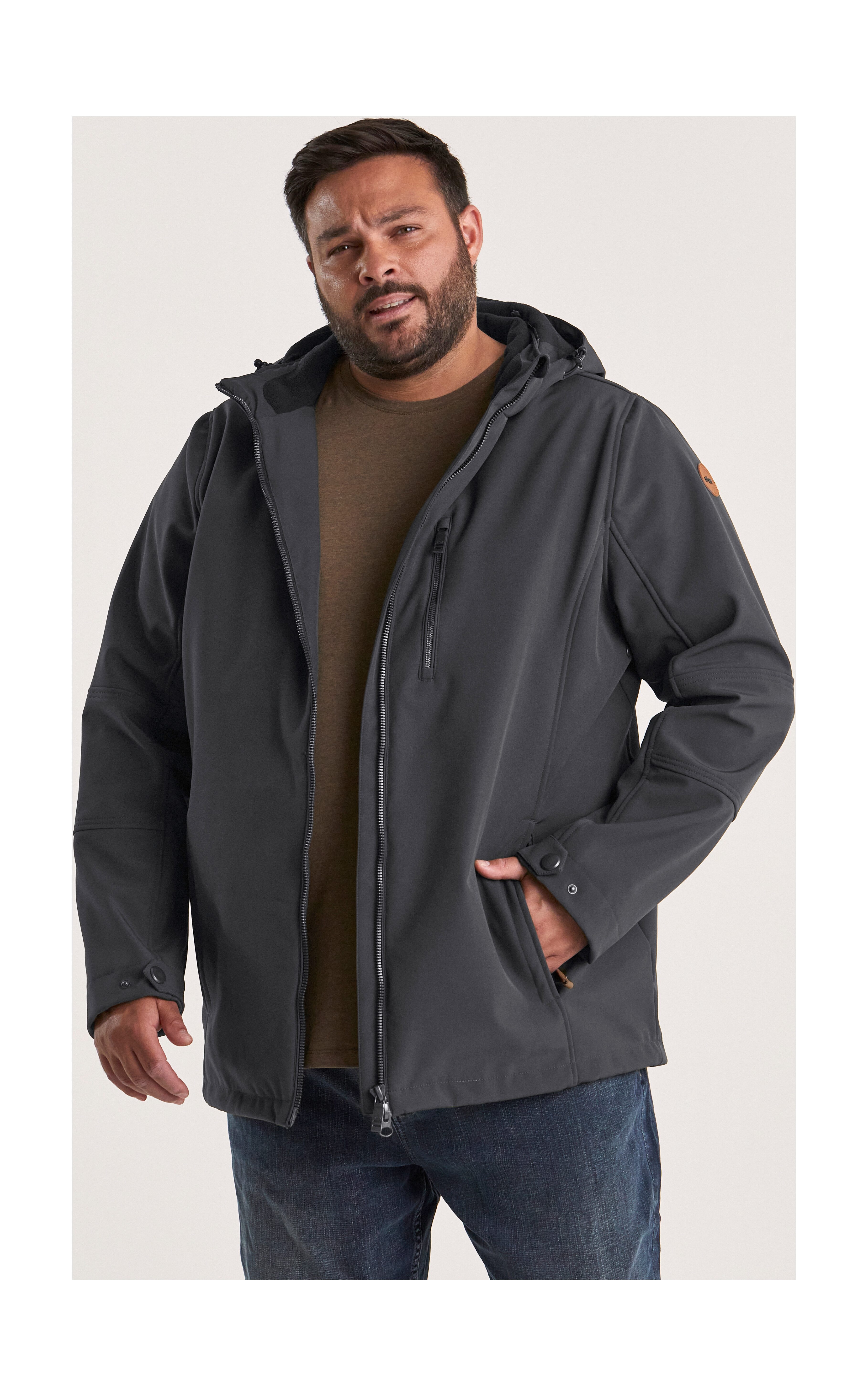 STOY Softshell-jack STW 17 MN SFTSHLL JCKT Waterafstotende, ademende softshelljas met afneembare capuchon
