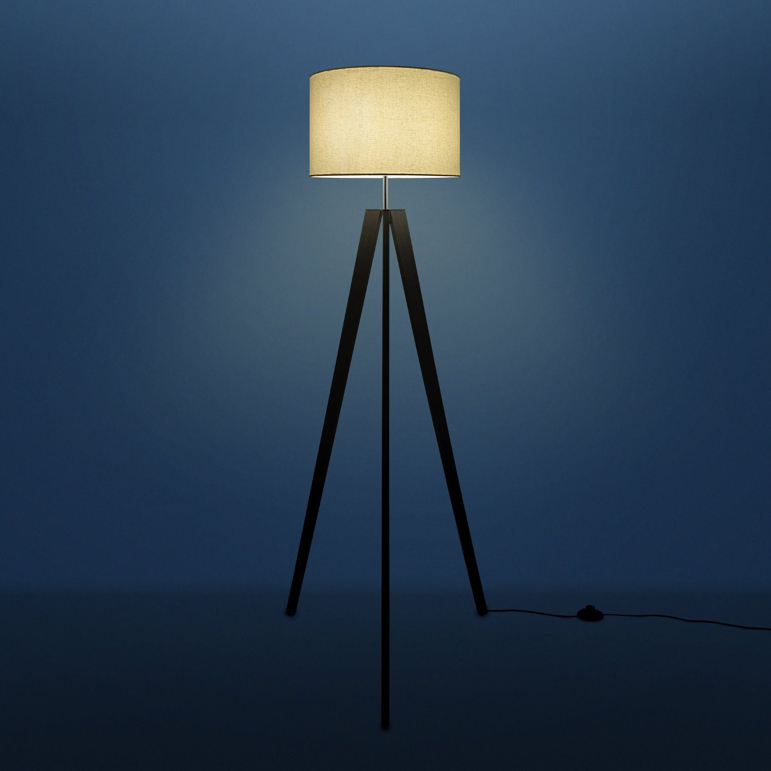 Paco Home Staande lamp Canvas uni Color Vloerlamp vintage voet LED lamp woonkamer Scandinavisch ontwerp E27