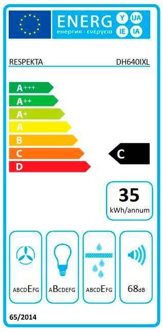 RESPEKTA Onderbouwkap DH 620 60 cm, 3 vermogensniveaus, led-verlichting, geschikt voor afzuiging en recirculatie