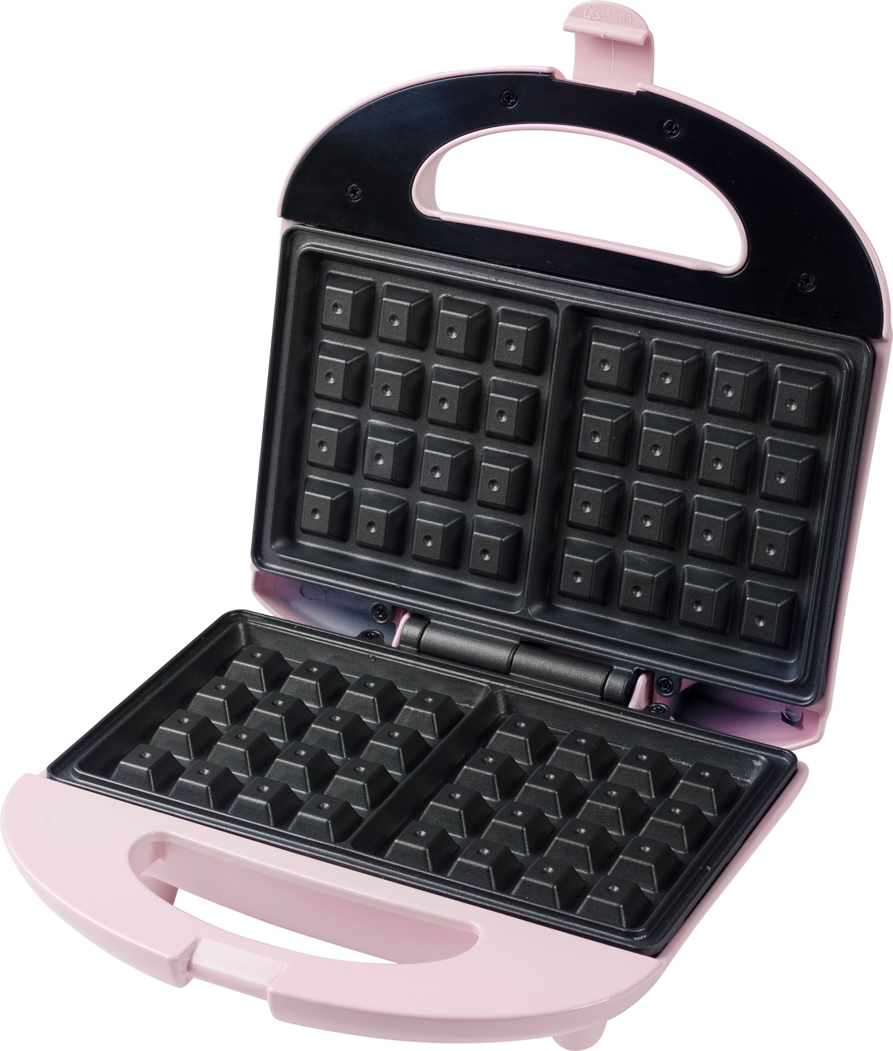 bestron Wafelijzer ASW401P Sweet Dreams voor belgische wafels, in retrodesign, voor 2 wafels, roze