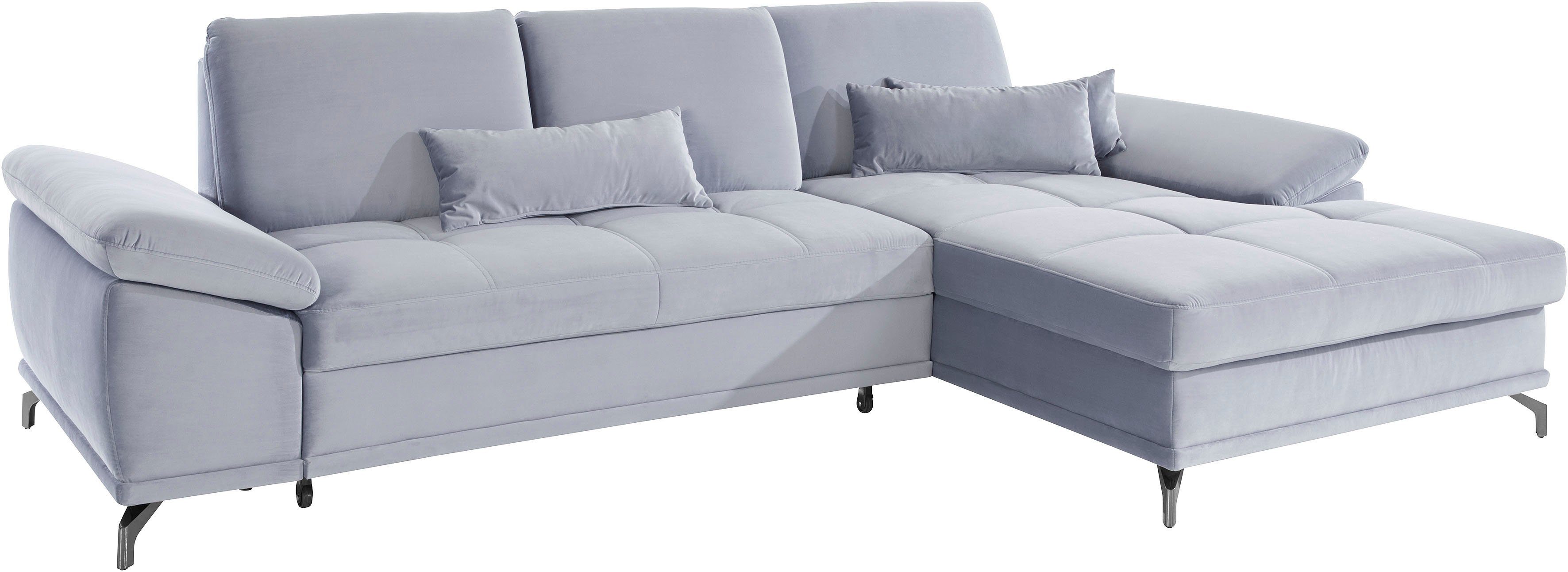 Places of Style Hoekbank Costello L-vorm, met zitdiepteverstelling, armleuningverstelling en
