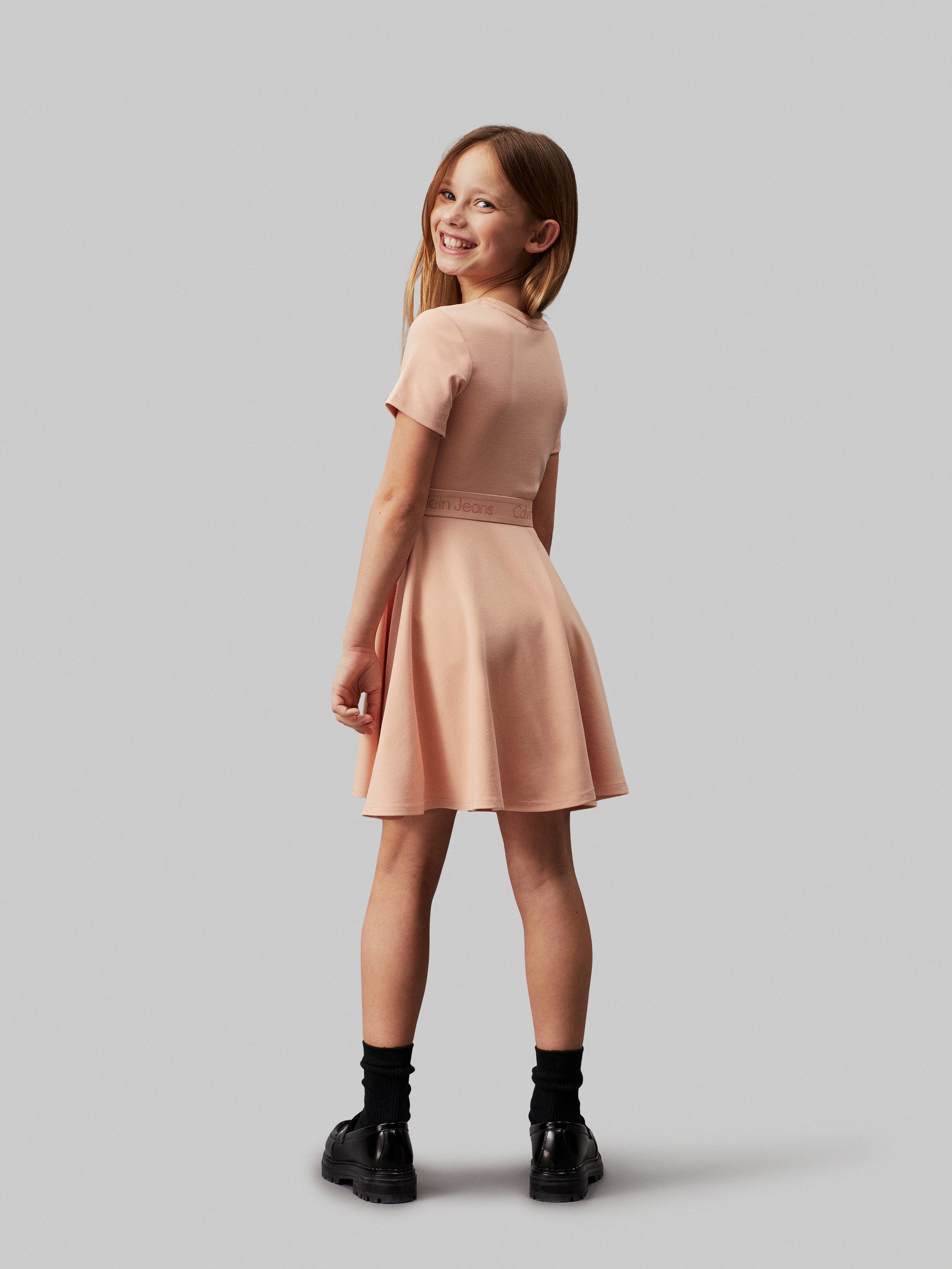 Calvin Klein Jerseyjurk PUNTO TAPE FIT FLARE SS DRESS