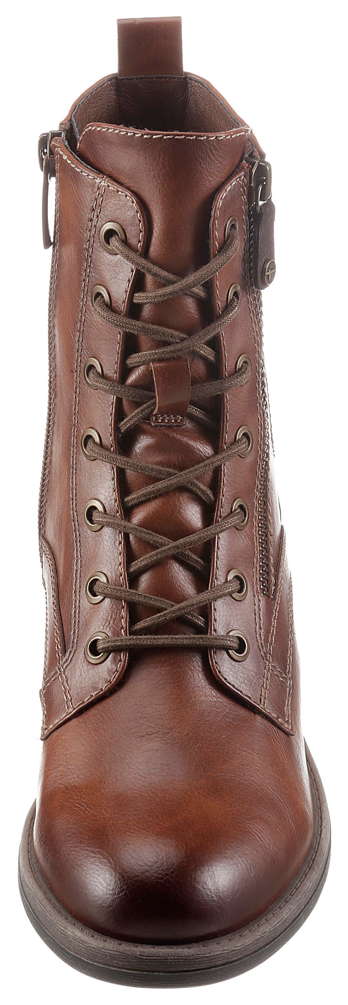 Tamaris Hoge veterschoenen SHAE blokhak, veterschoenen, laarsjes met decoratieve ritssluiting