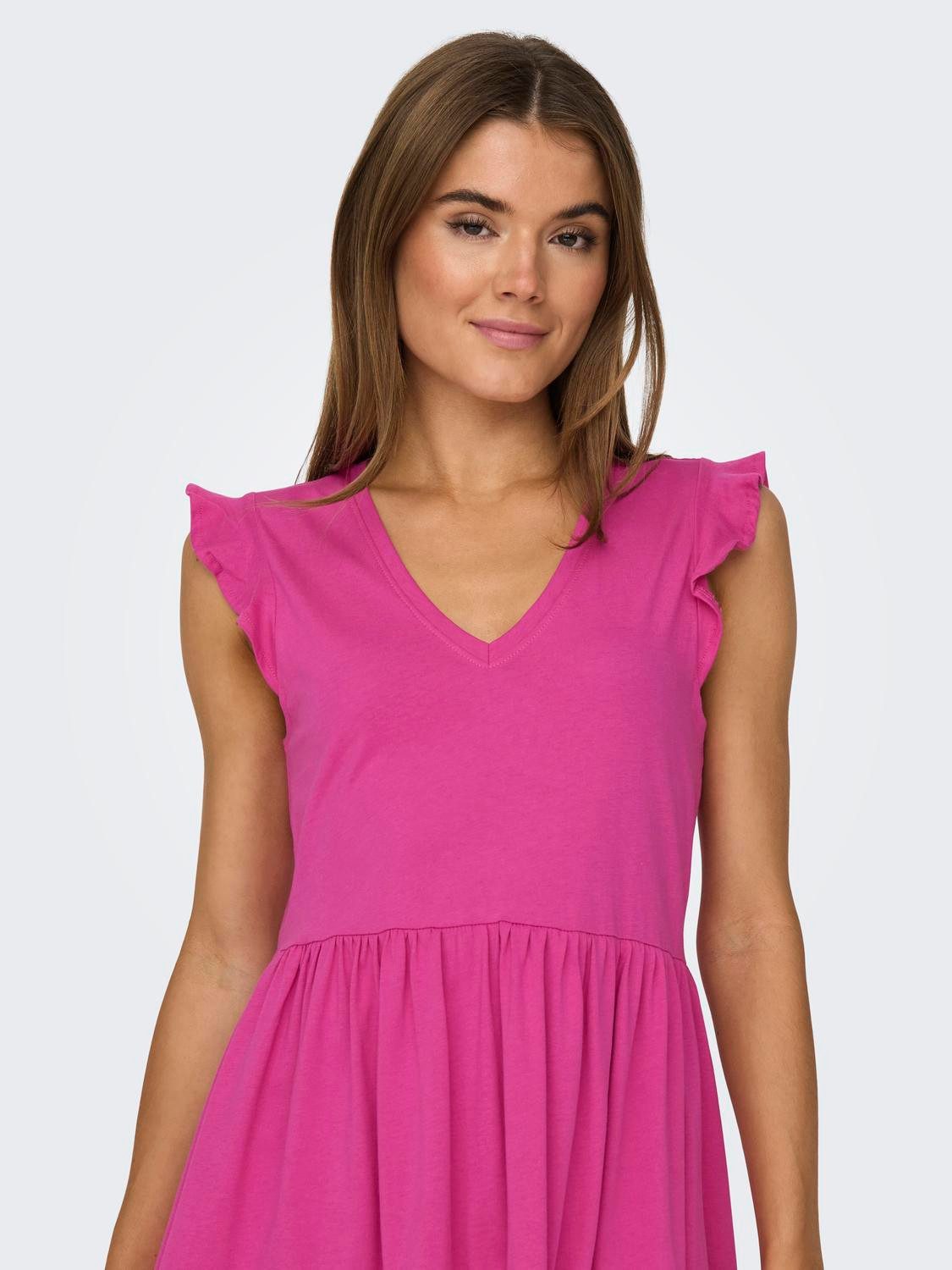 Only Jerseyjurk ONLMAY CAP SLEEVES FRILL DRESS