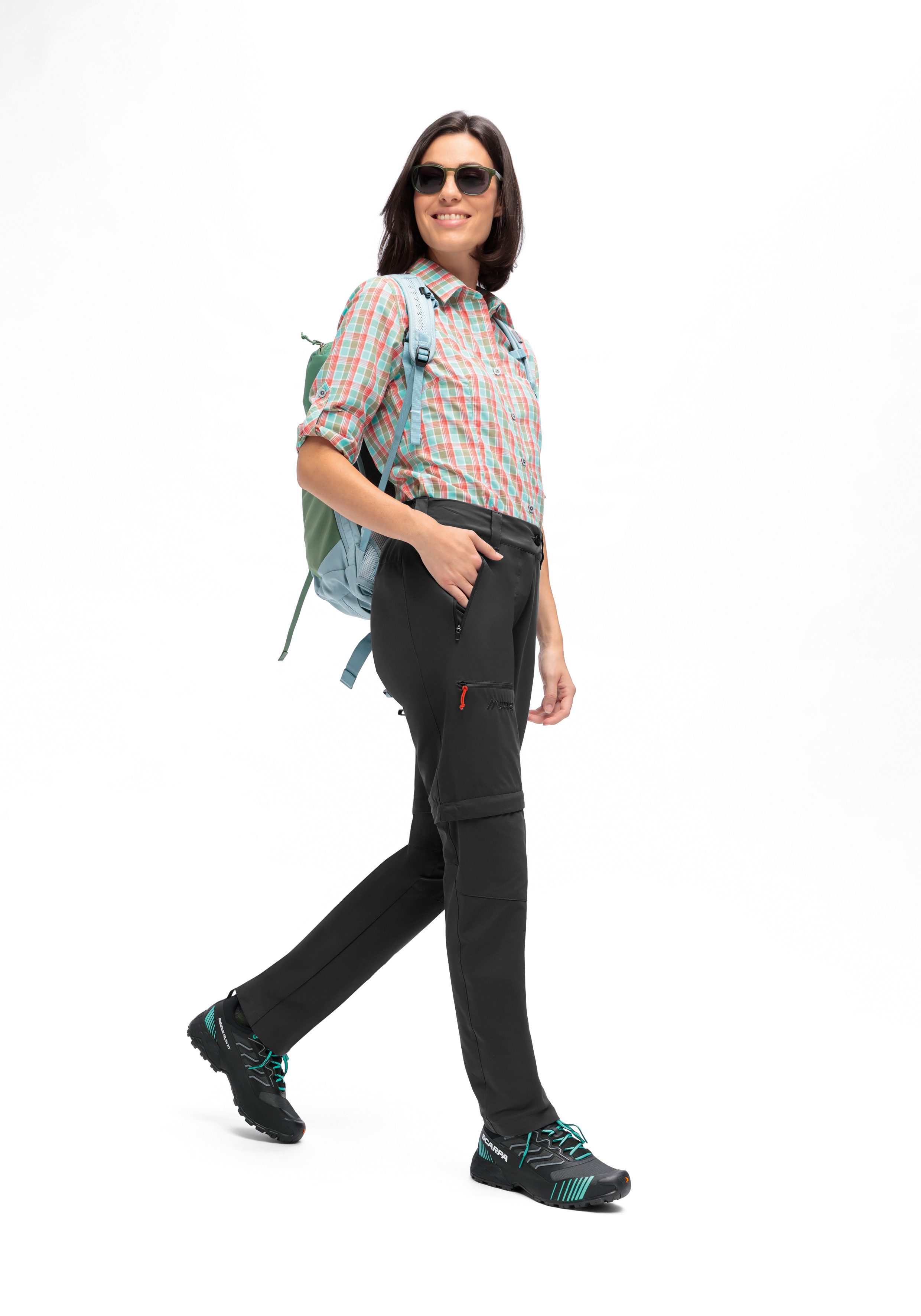 Maier Sports Outdoorbroek Nata Zip Loop Dames wandelbroek, zip-off functionele broek, 3 zakken, regular fit
