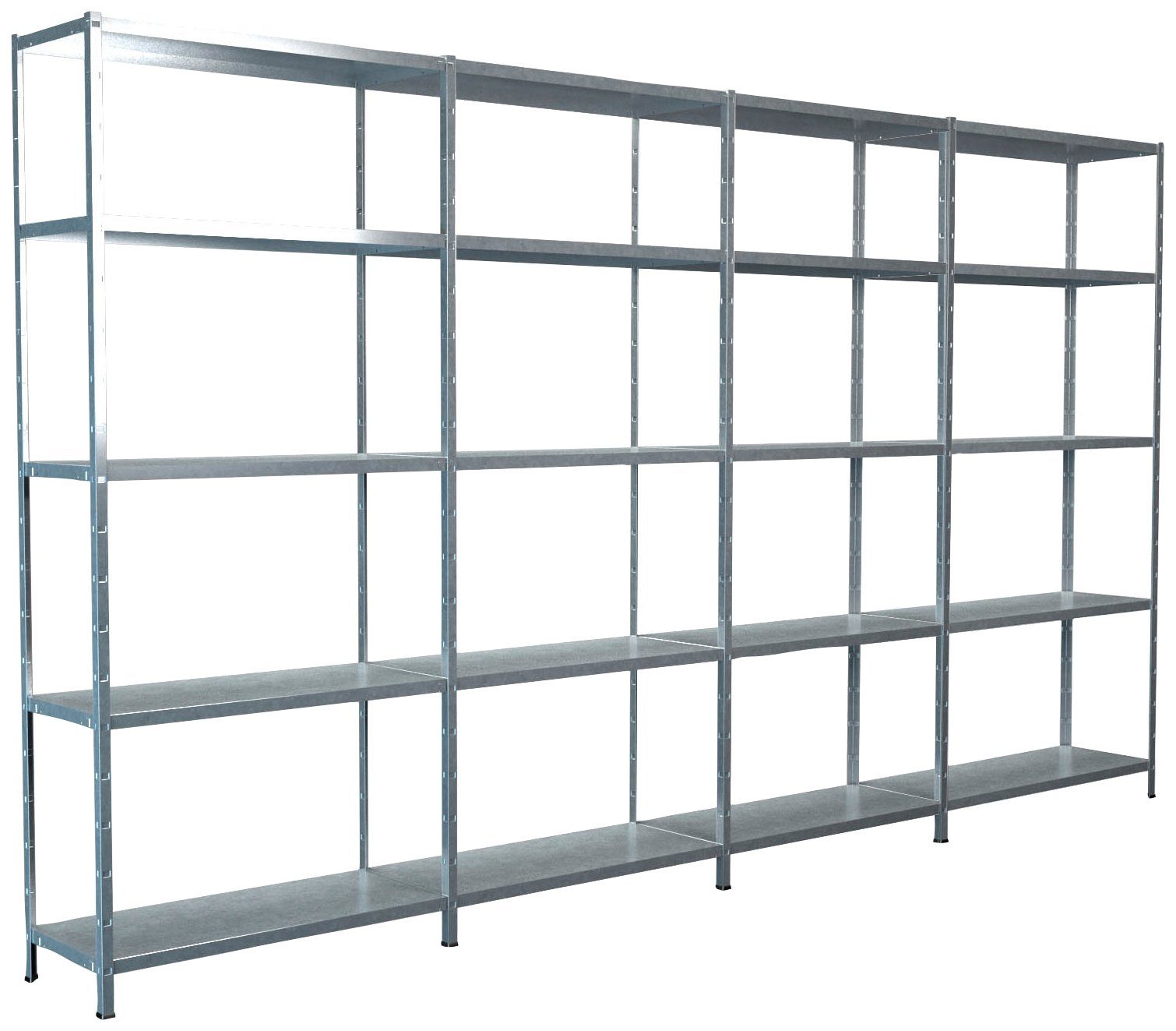 SCHULTE Regalwelt Stellingkast Montagesysteem basis- en 3x aanbouwkasten Metaal verzinkt, 2000x4000x350 mm, 20 planken rekken zilver(kleur)