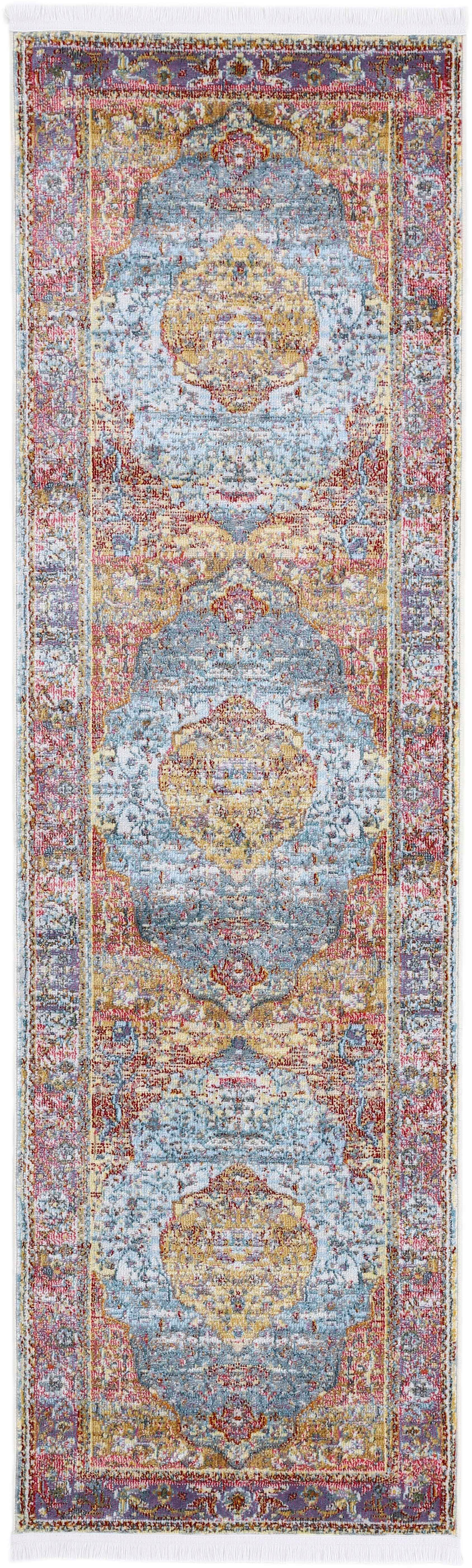 carpetfine Loper Esha Vintage-look, woonkamer lopers maat 80 cm x 300 cm x 8 mm multicolor