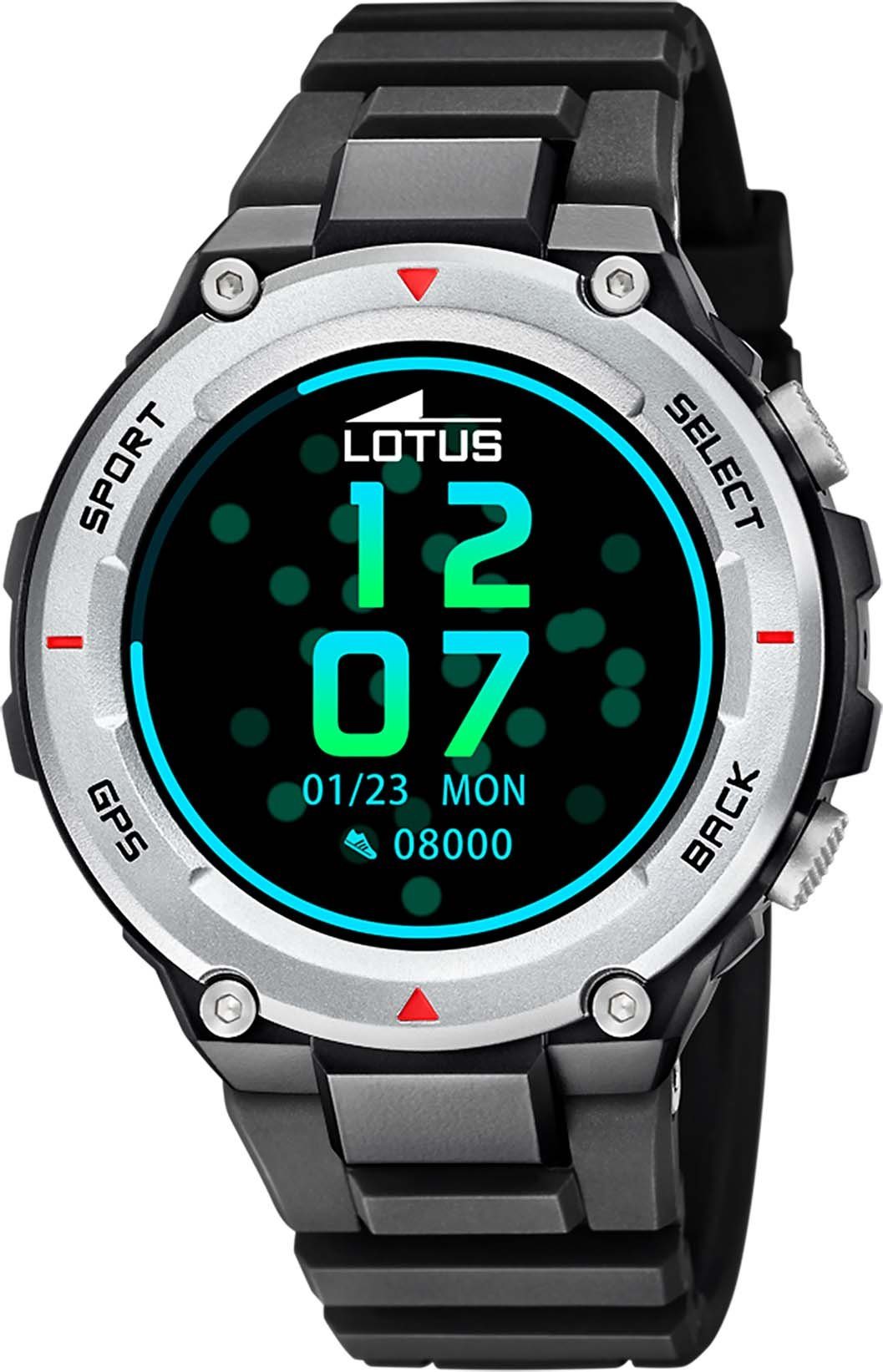 Lotus 50024-2 Horloge Smartime smartwatch kunststof zwart-zilverkleurig 51 mm