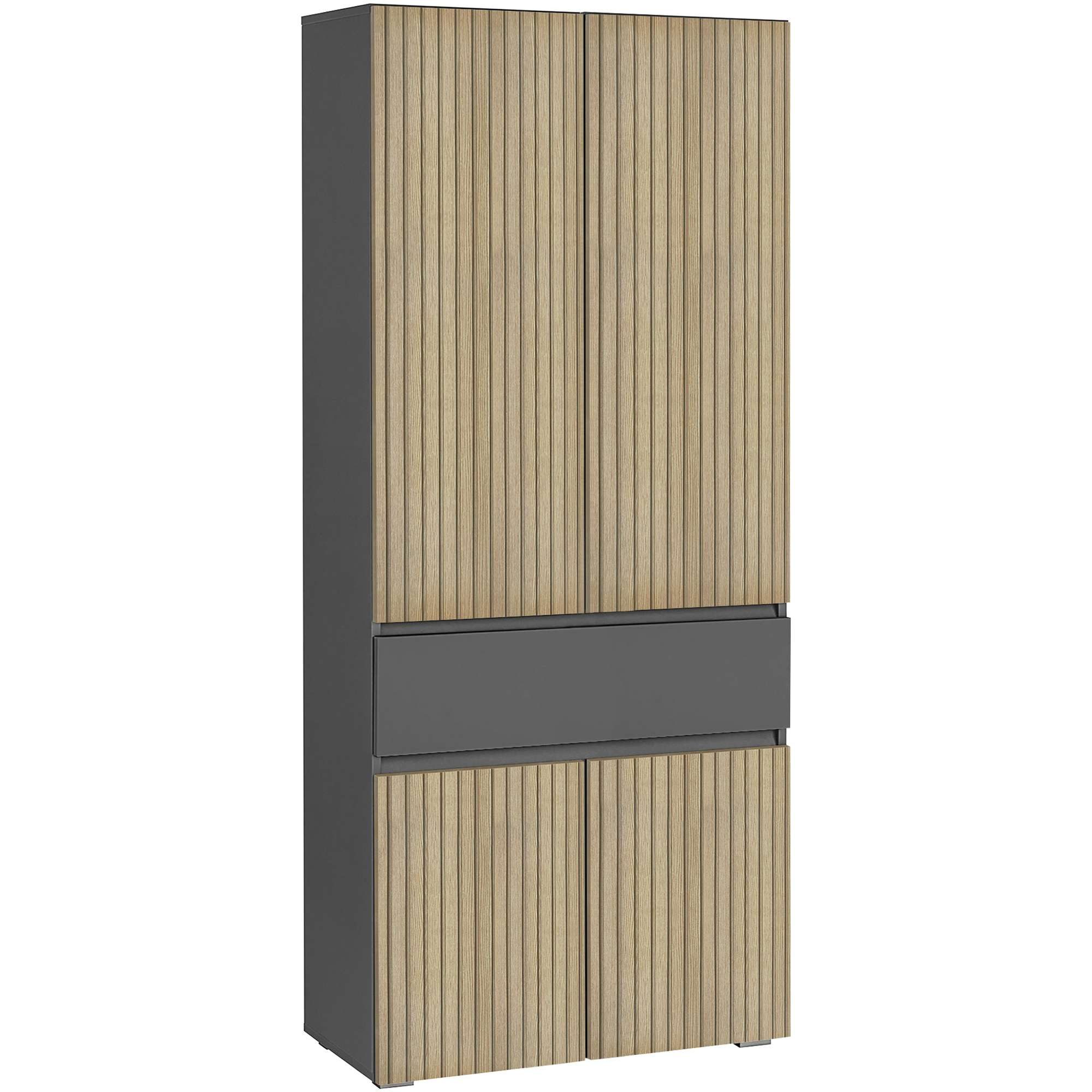 Home affaire Hoge kast Wisla met 4 deuren & 1 lade, breedte 76 cm, hoogte 180 cm hoge kasten grijs