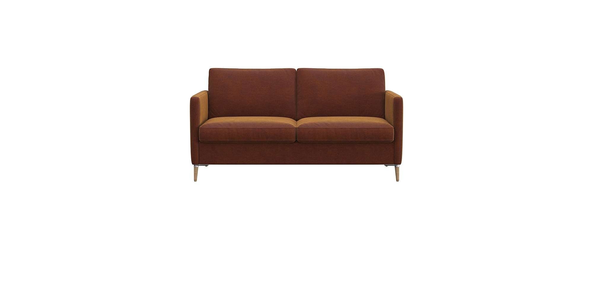 FLEXLUX 2-zitsbank Fiore smalle armleuningen, koudschuim, aluminium + eiken poten bruin, 2-zitsbanken