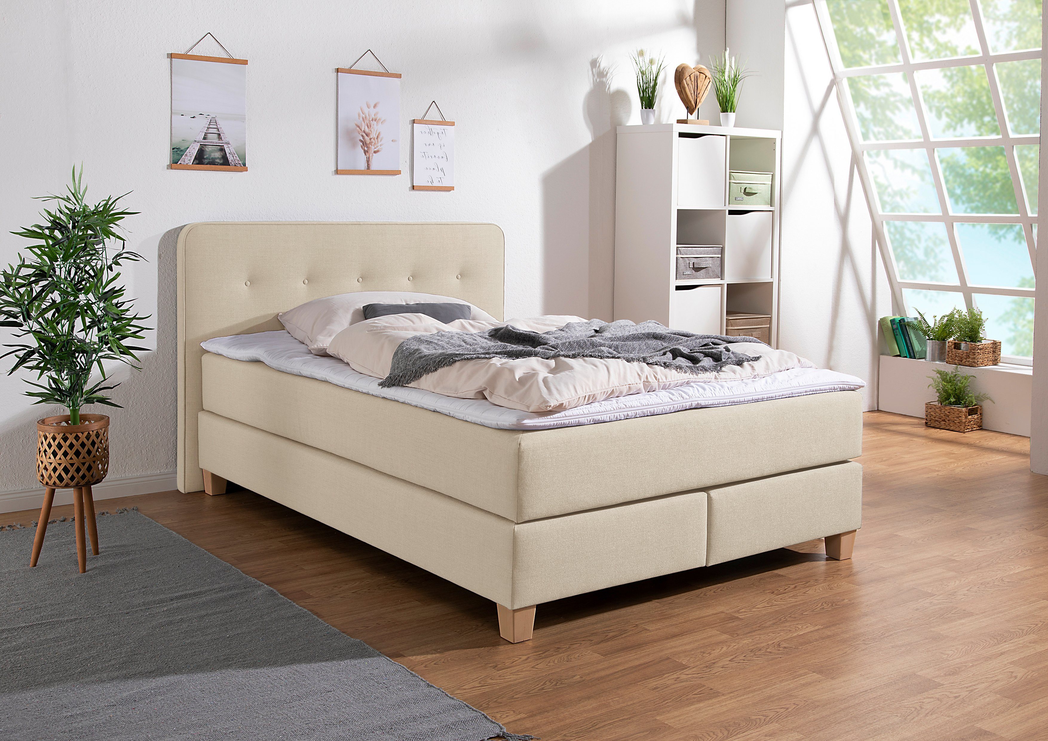 Home affaire Boxspring Fargo XXL in extra lang 220 cm, met topmatras, 3 uitvoeringen, 4, breedten