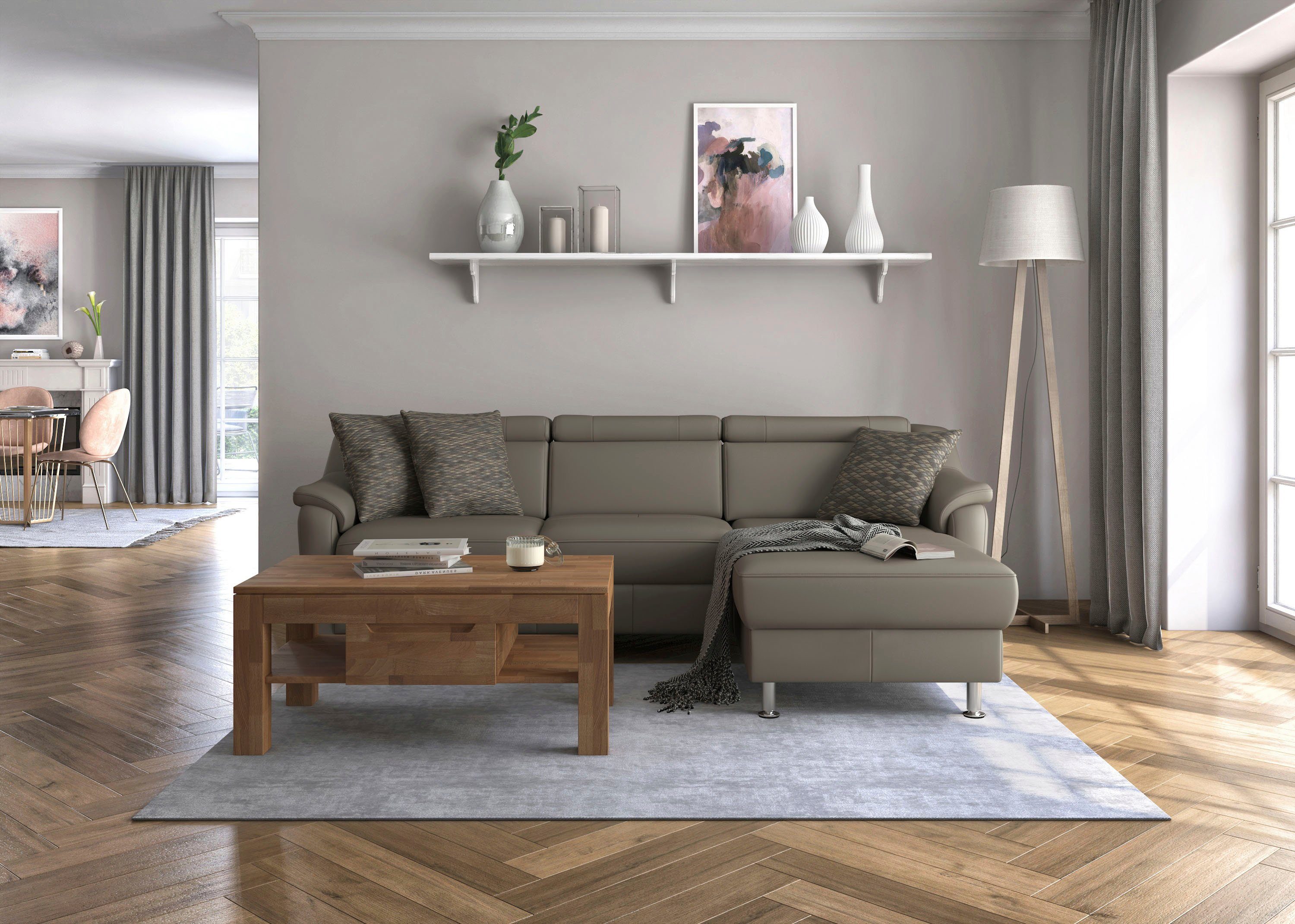 sit&more Hoekbank Freetown L-vorm met verstelbare hoofdsteun en comfortabele binnenvering
