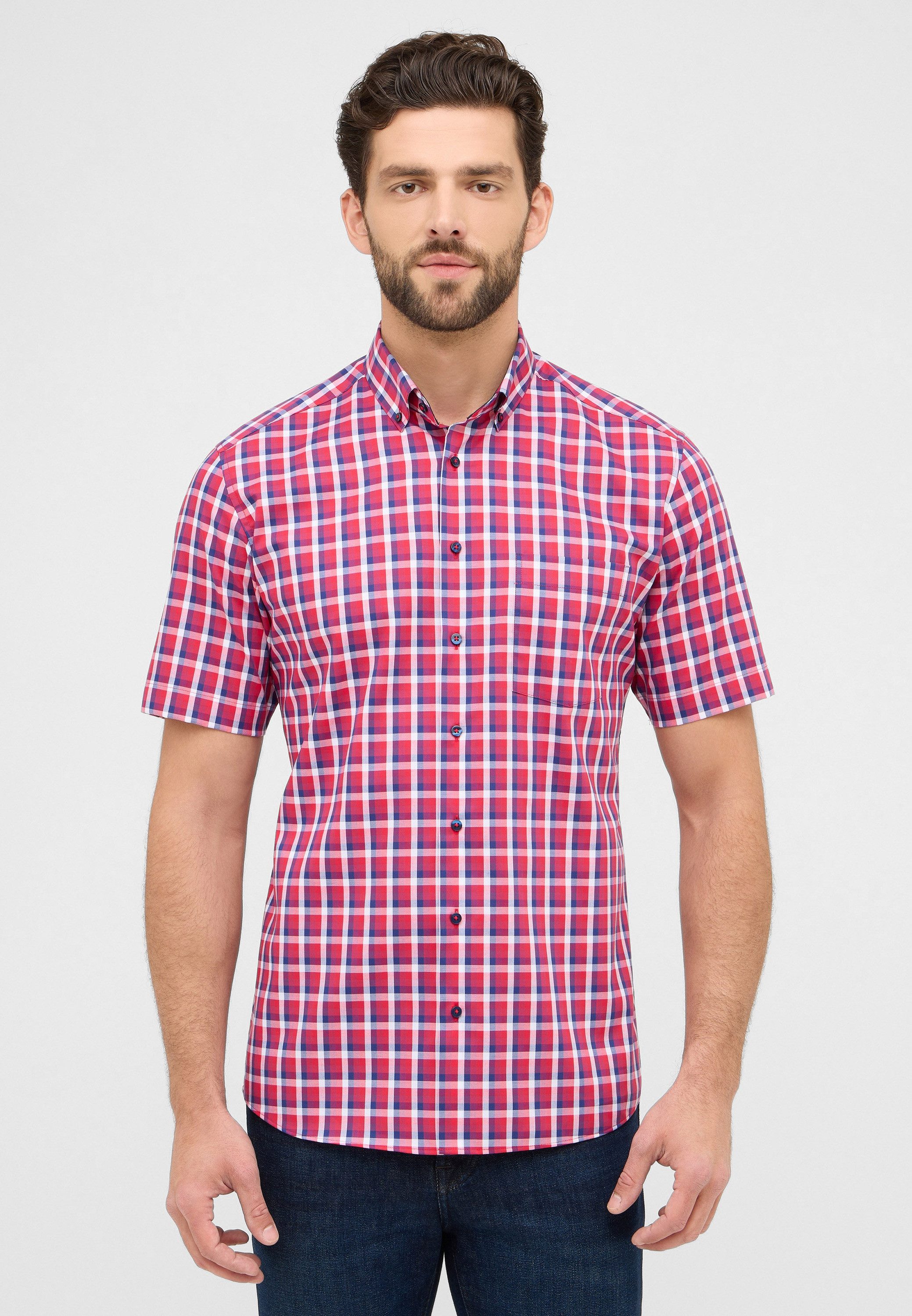 Eterna Overhemd met korte mouwen MODERN FIT NON IRON (strijkvrij)
