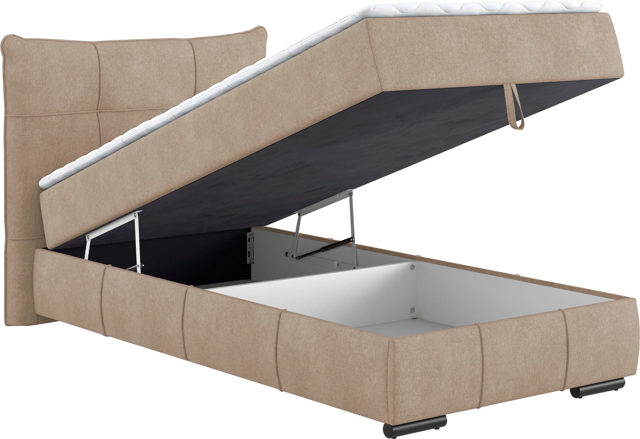 Mr. Couch Boxspring Brewdley met bedkist, incl. matras Topmatras en sierkussen, in verschillende hardheden beschikbaar
