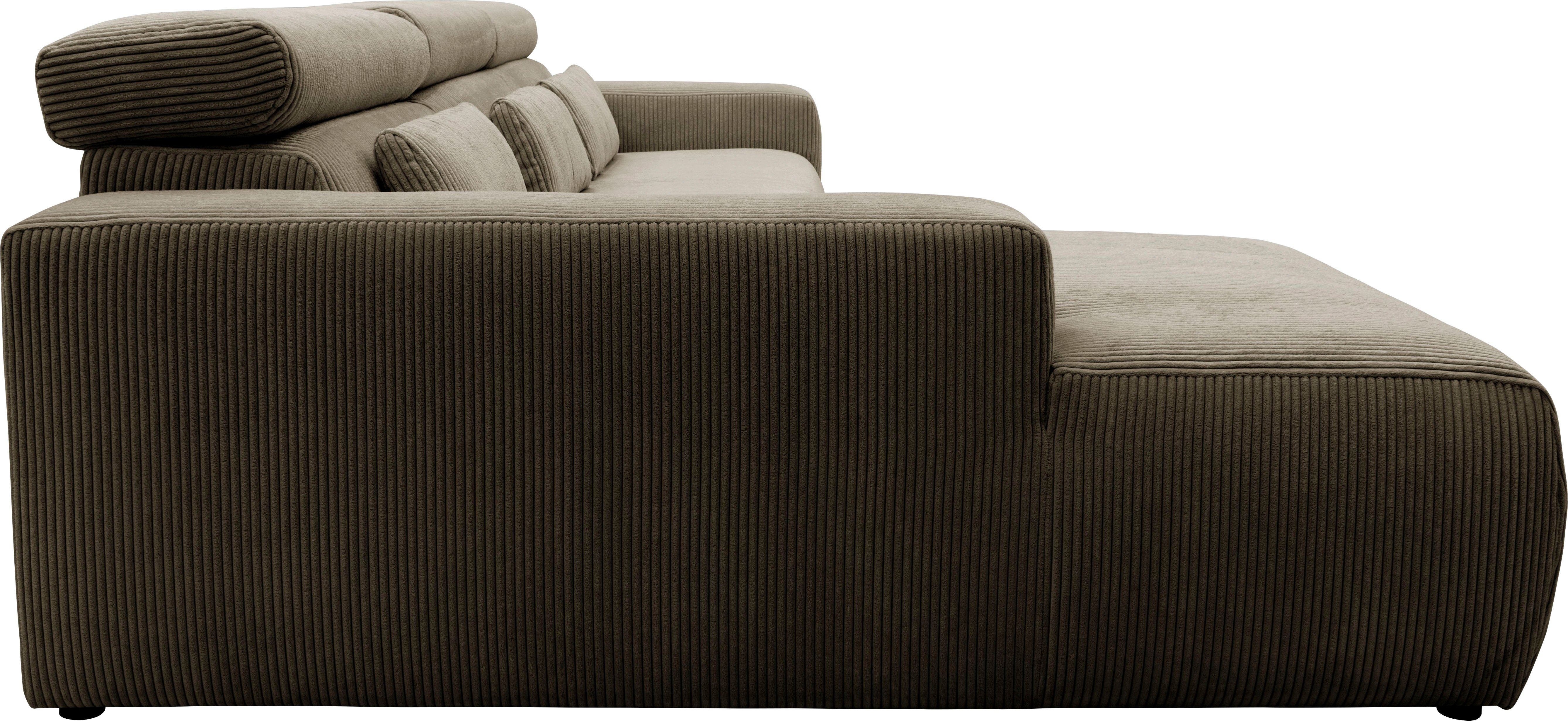 DOMO collection Hoekbank Brandon B/D/H: 289/177/80 cm, keuze met zitdiepteverstelling, L-vorm