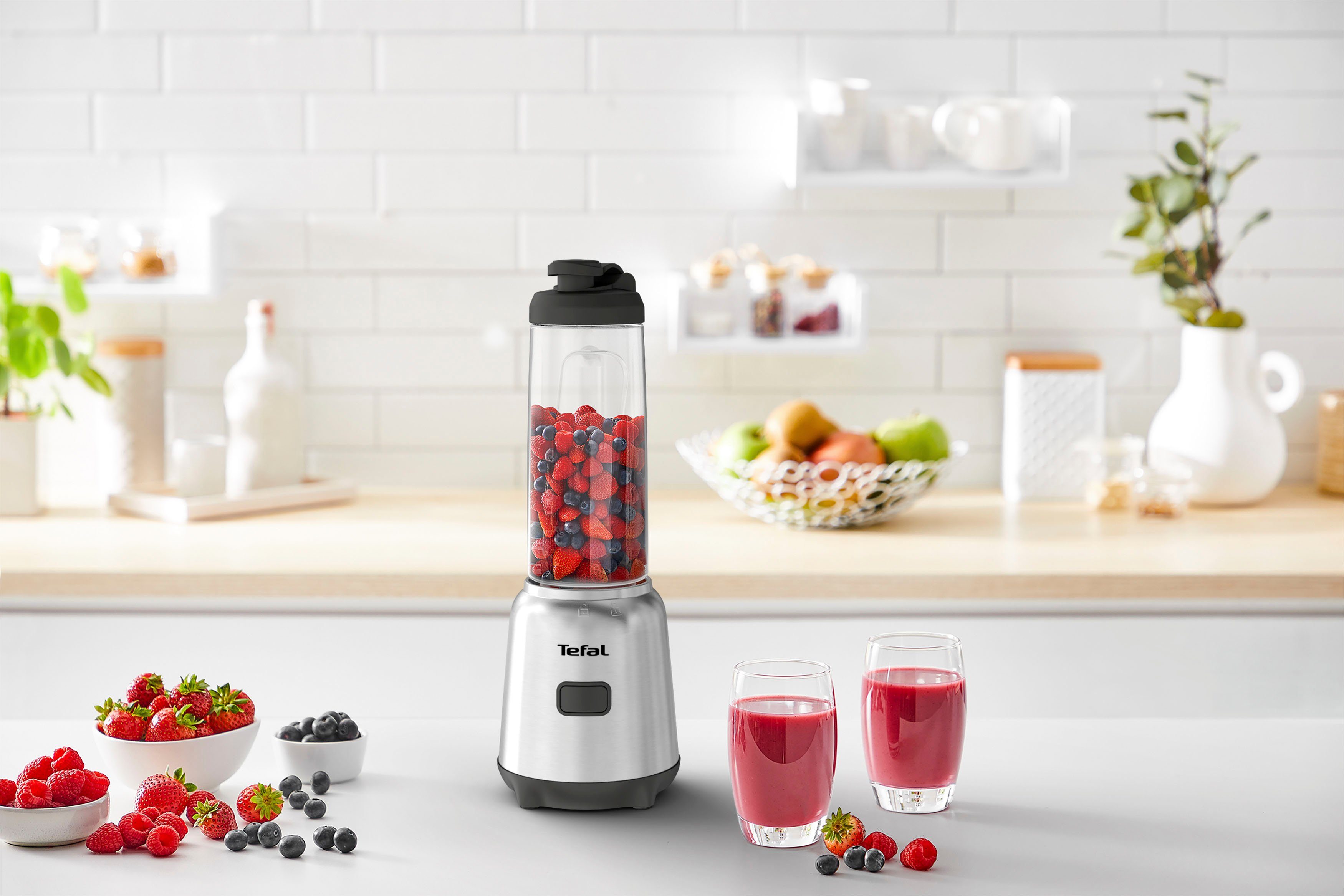 Tefal Blender BL15FD Mix & Move Smoothie-Maker 2 flessen to-go in premium tritan, afneembare lemmeten