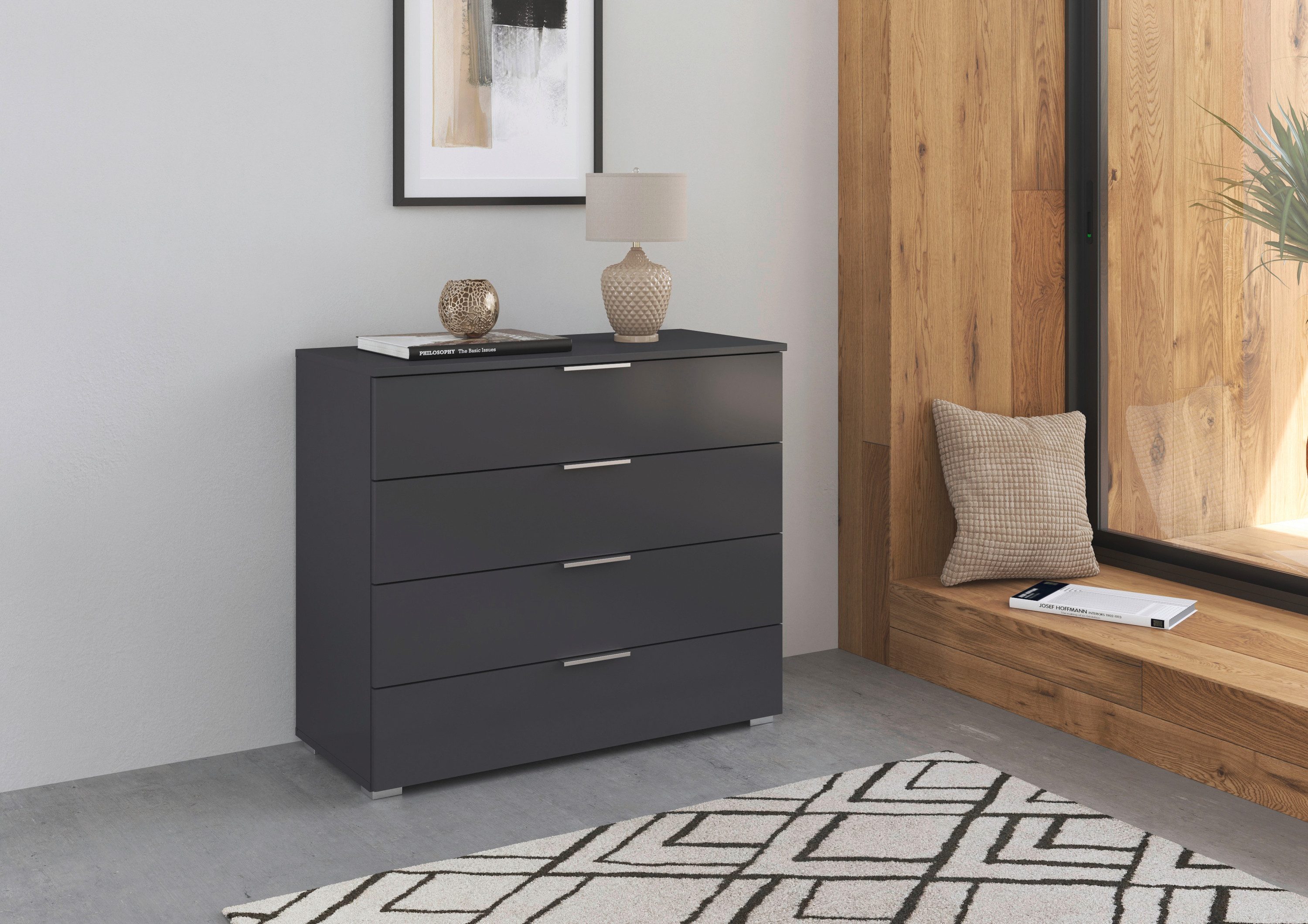 rauch Ladekast Sideboard AGORDO met decor- of hoogglansfront Breedte 93 cm met 4 grote lades voor veel opbergruimte MADE IN GERMANY