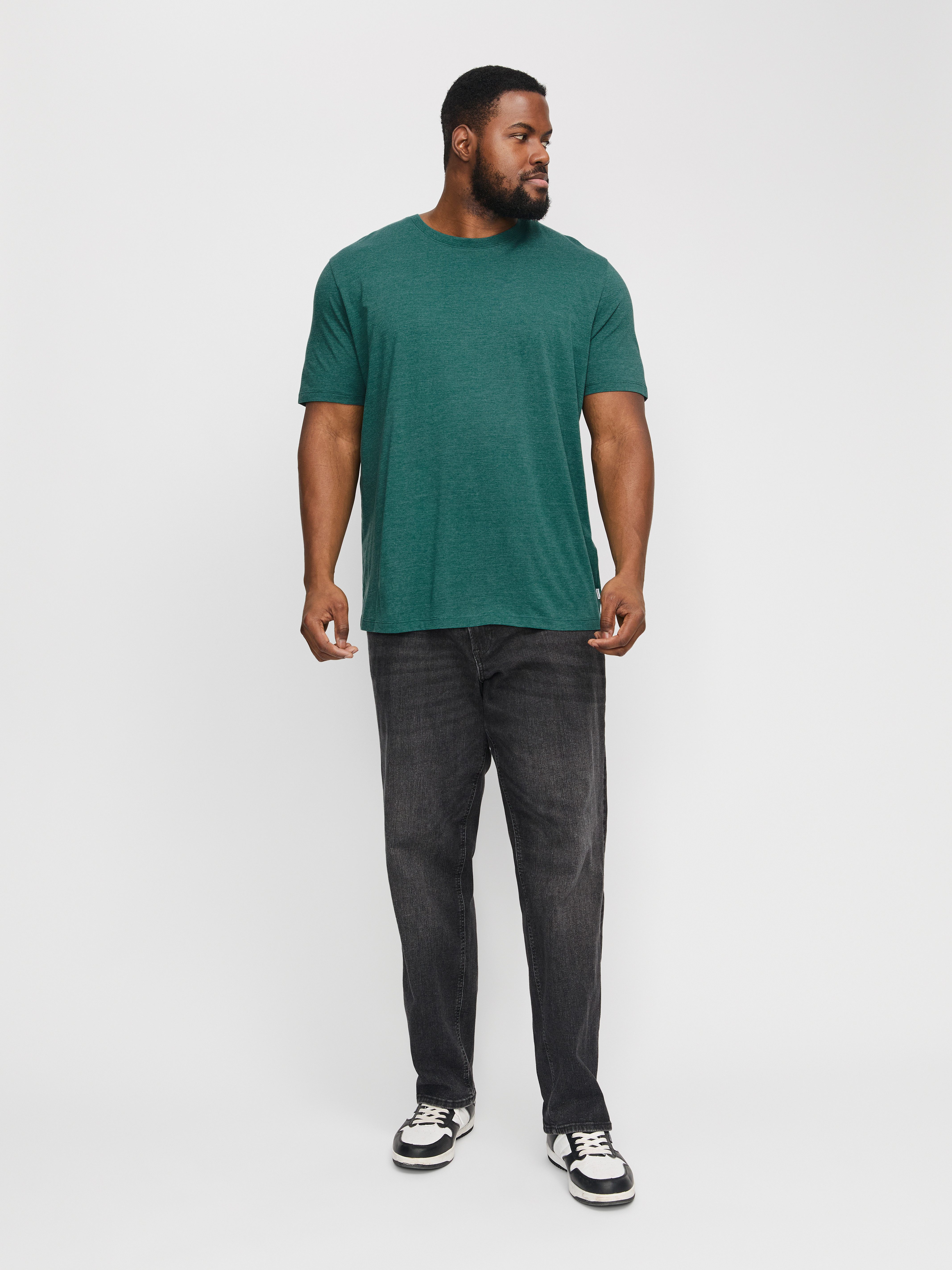 Jack & Jones PlusSize Shirt met ronde hals JJEORGANIC MEL TEE SS O-NECK NOOS PLS