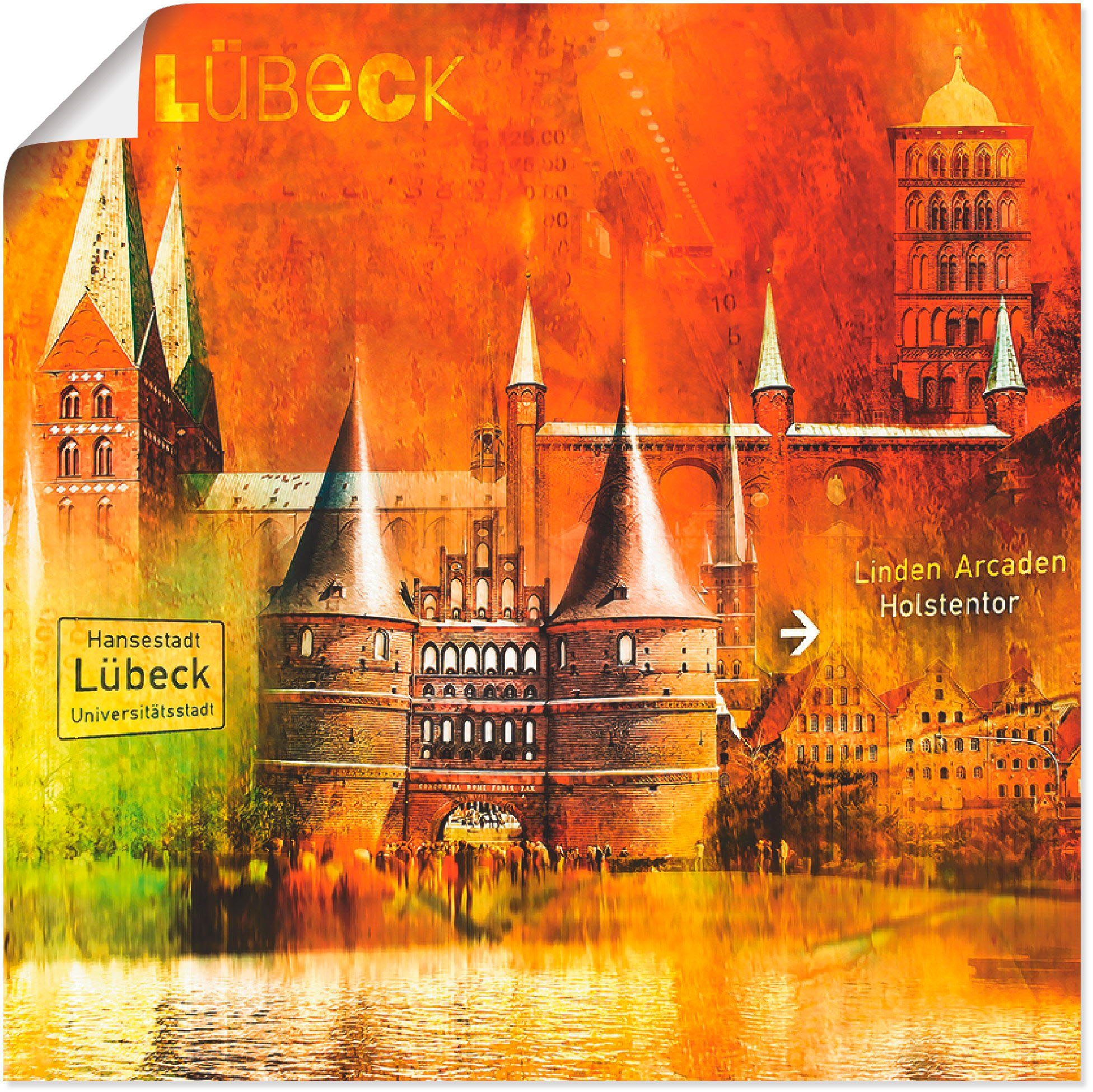 Artland Artprint Lübeck Hanzestad collage 04 in vele afmetingen & productsoorten -artprint op linnen, poster, muursticker / wandfolie ook geschikt voor de badkamer (1 stuk)