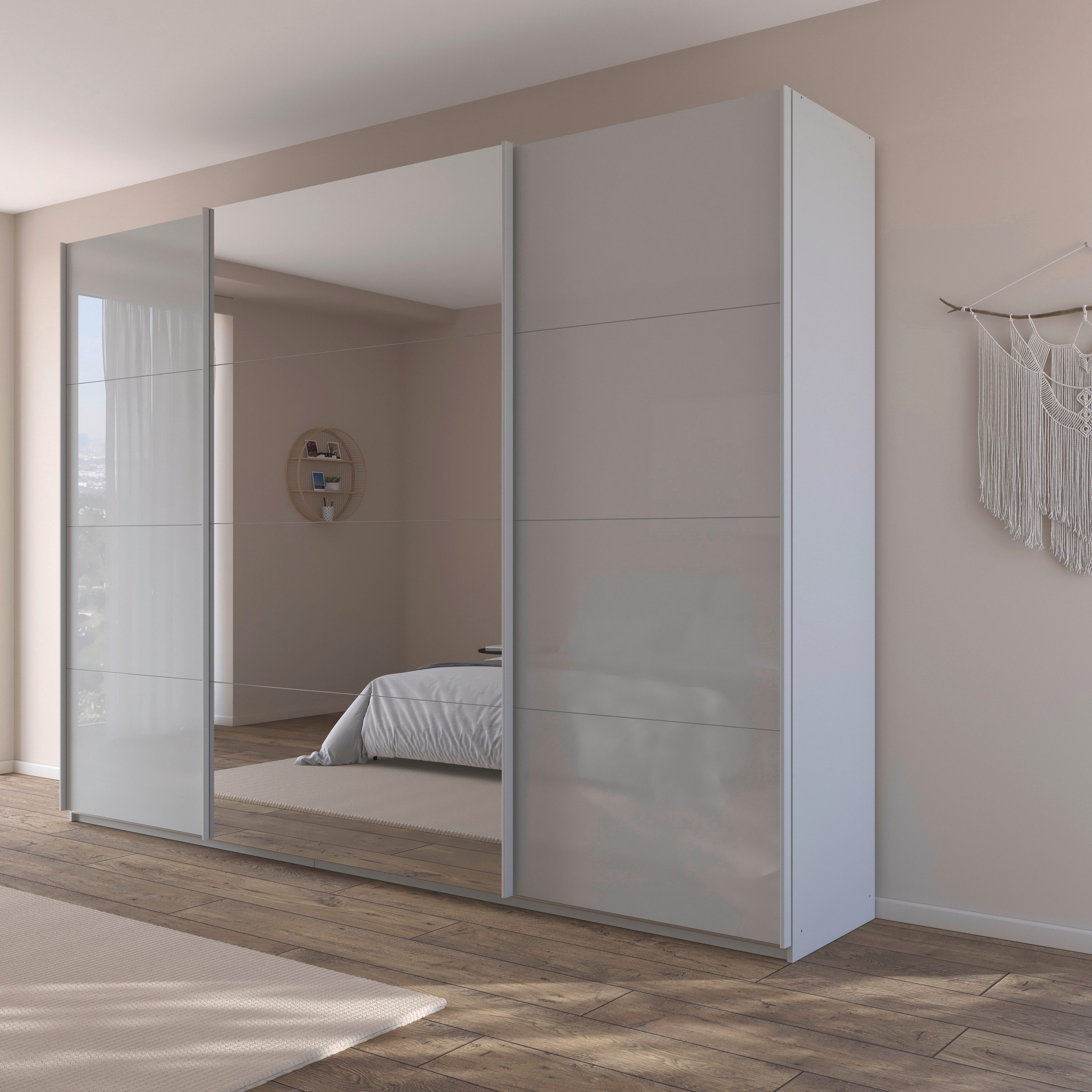 rauch Schuifdeurkast Kledingkasten kast garderobe AGORDO met glazen front doordachte binnenuitrusting, in 4 breedtes en 2 hoogtes made in germany
