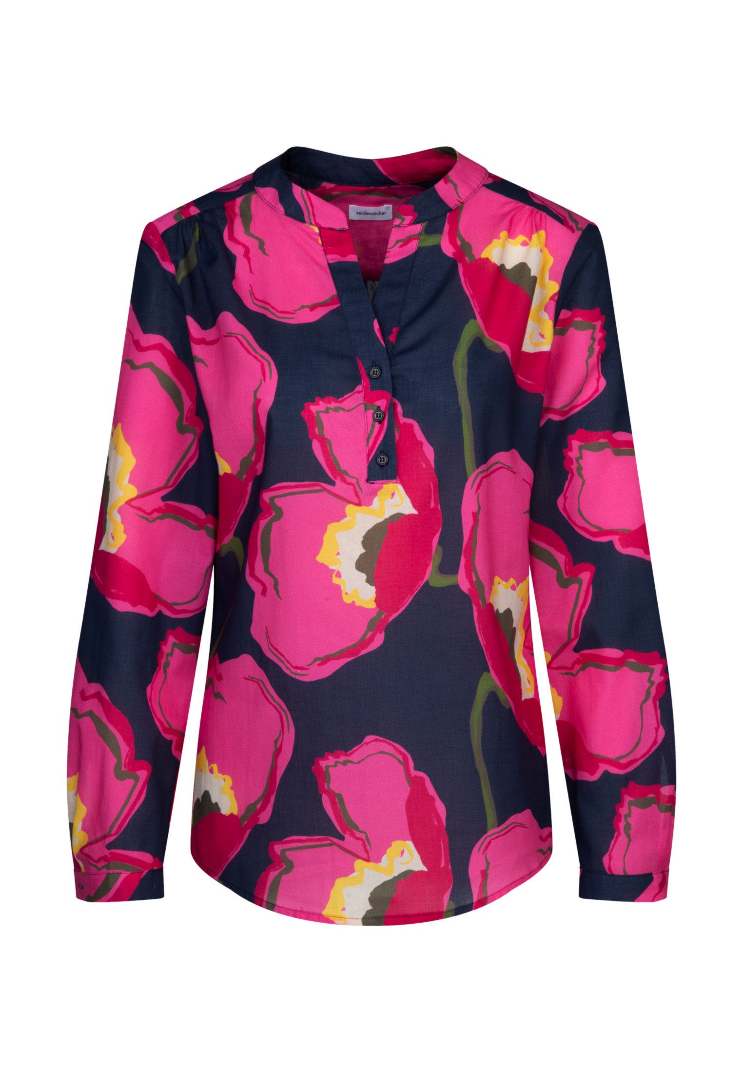 seidensticker Klassieke blouse Zwarte roos Tuniek bloemmotief