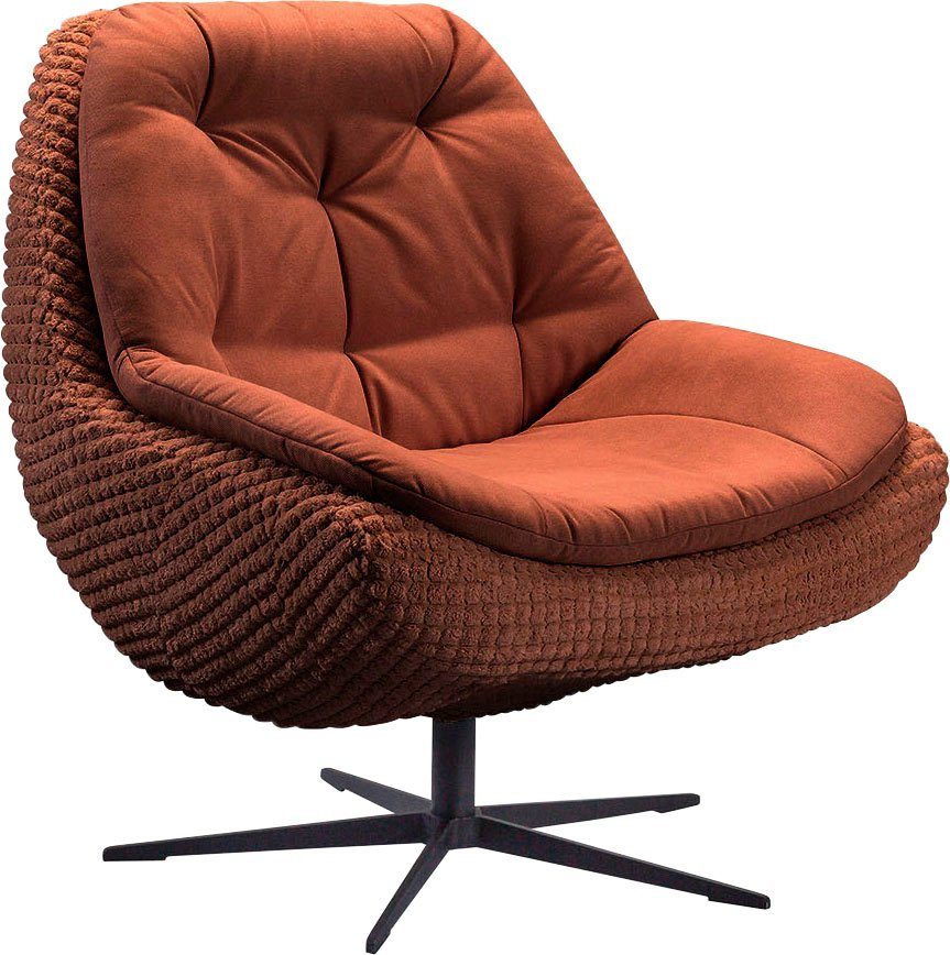 exxpo - sofa fashion Draaibare fauteuil Dim, loungestoel in materiaalmix, design en comfort, solitair meubel Comfortabel gestoffeerde draaifauteuil met elegante metalen stervormige voet