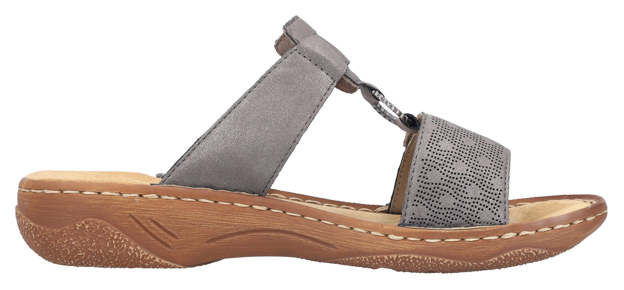 Rieker Slippers Zomerschoen, slippers, vakantieschoen, klittenbandschoen met perforatie