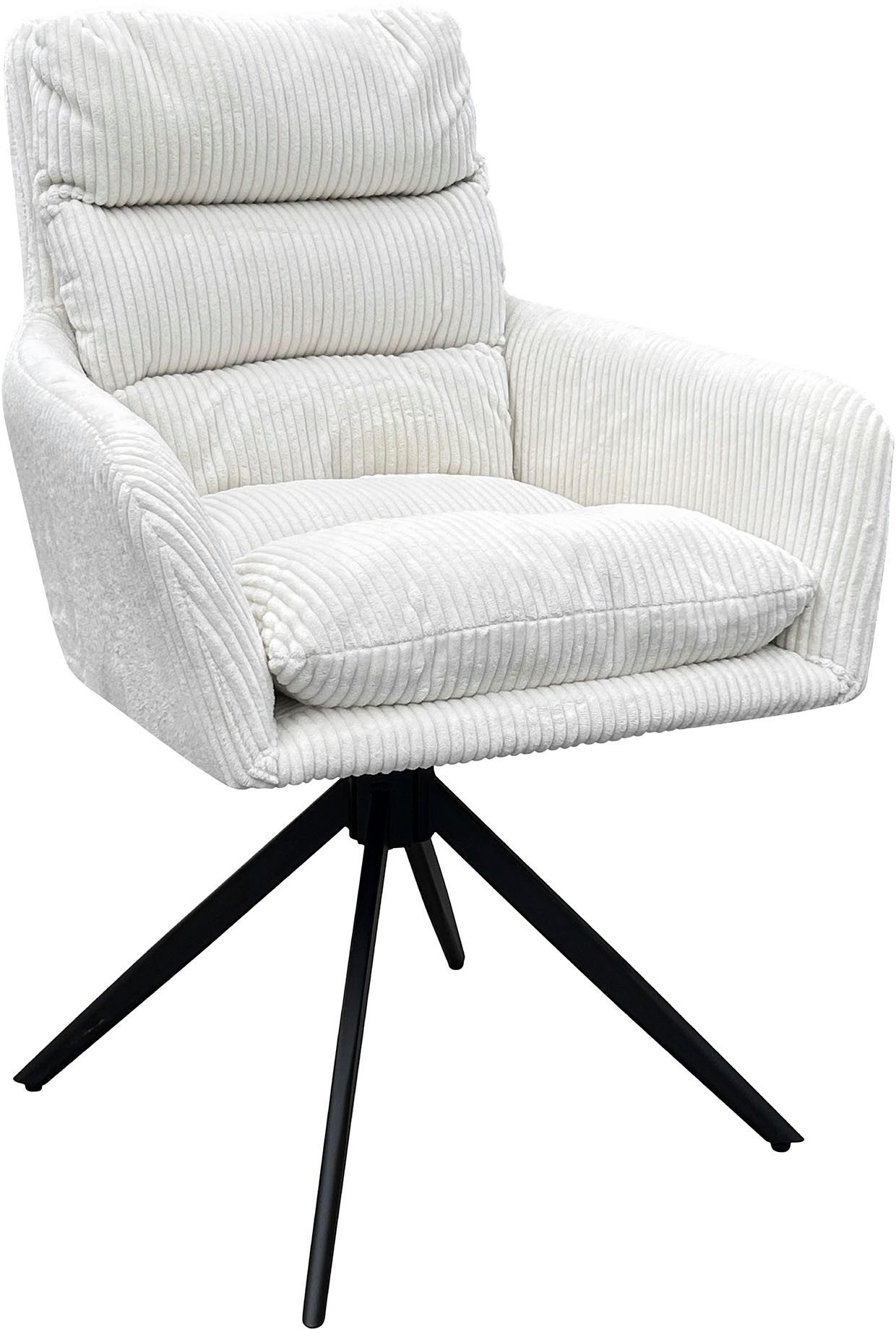 byLIVING Eetkamerstoel Pura (2-stuks set) Zitkuip 360° draaibaar, zwart metaal, armleuningstoel, diverse kleuren (set)