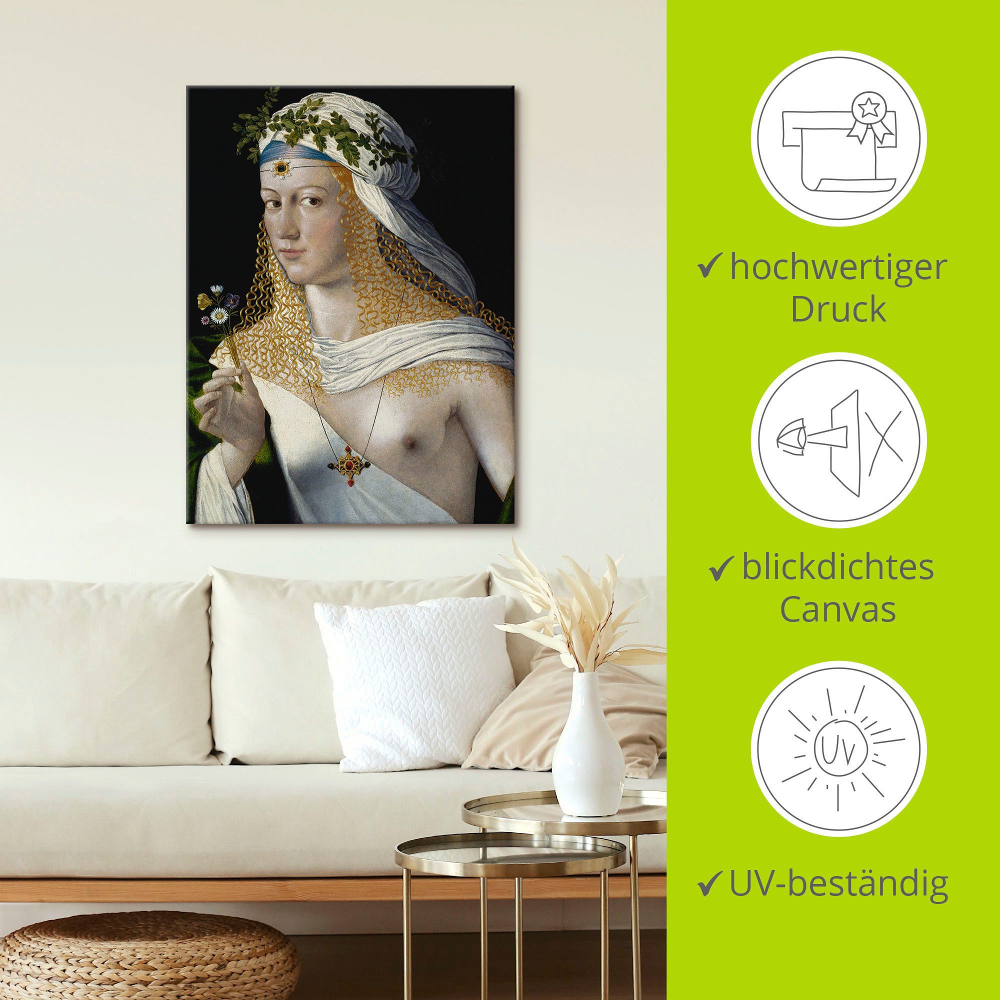 Artland Artprint op linnen Ideaal portret van een courtisane als Flora