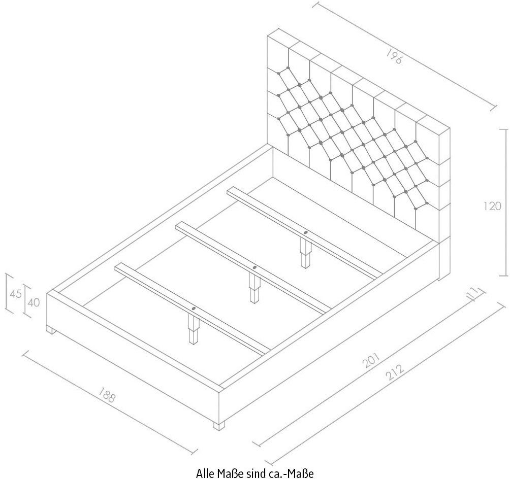 Relita Gestoffeerd bed in chesterfield-look, naar keuze ligoppervlak 140 cm of 180 cm breed
