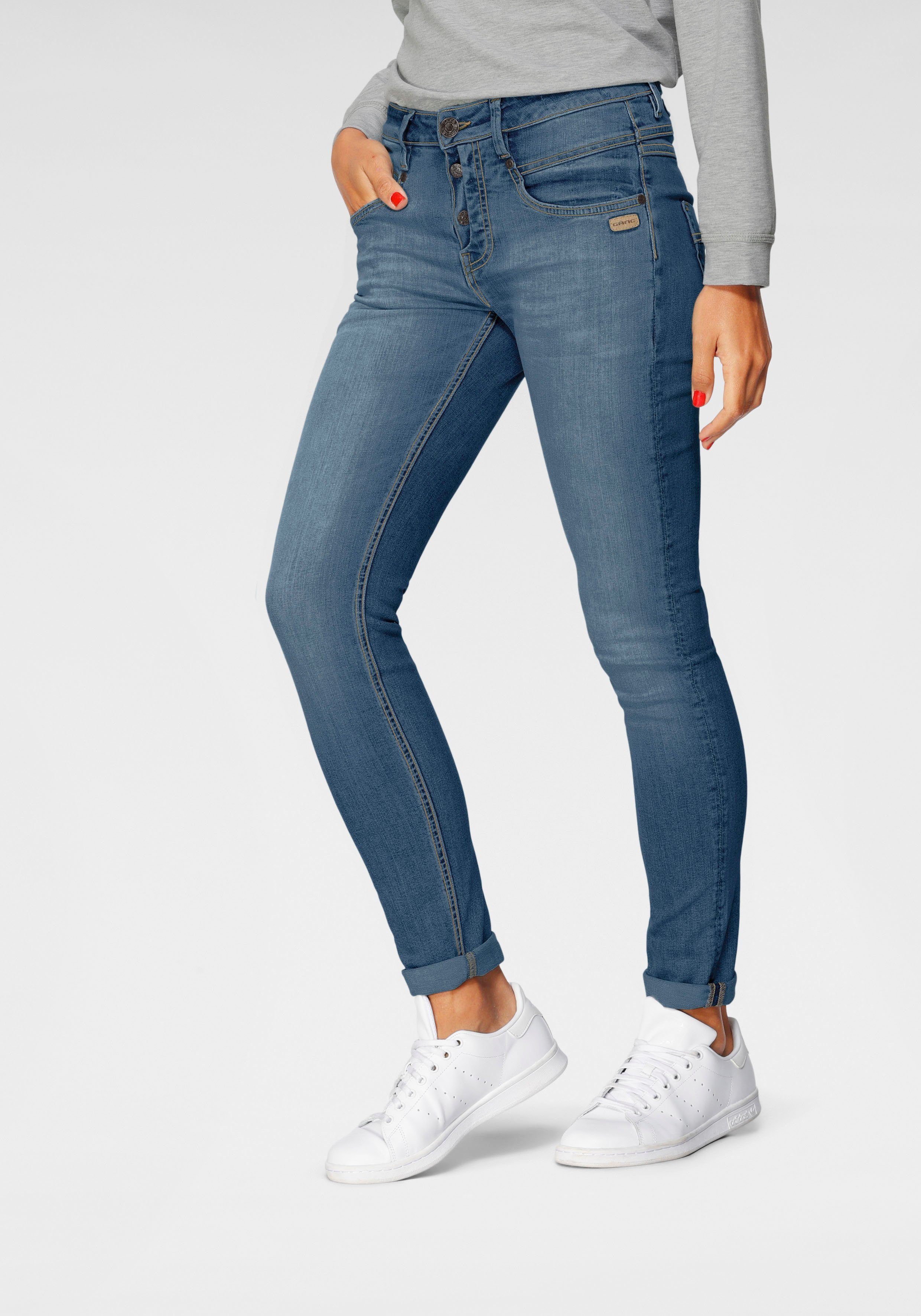GANG Skinny fit jeans 94Medina met stijlvolle, half open knoopsluiting