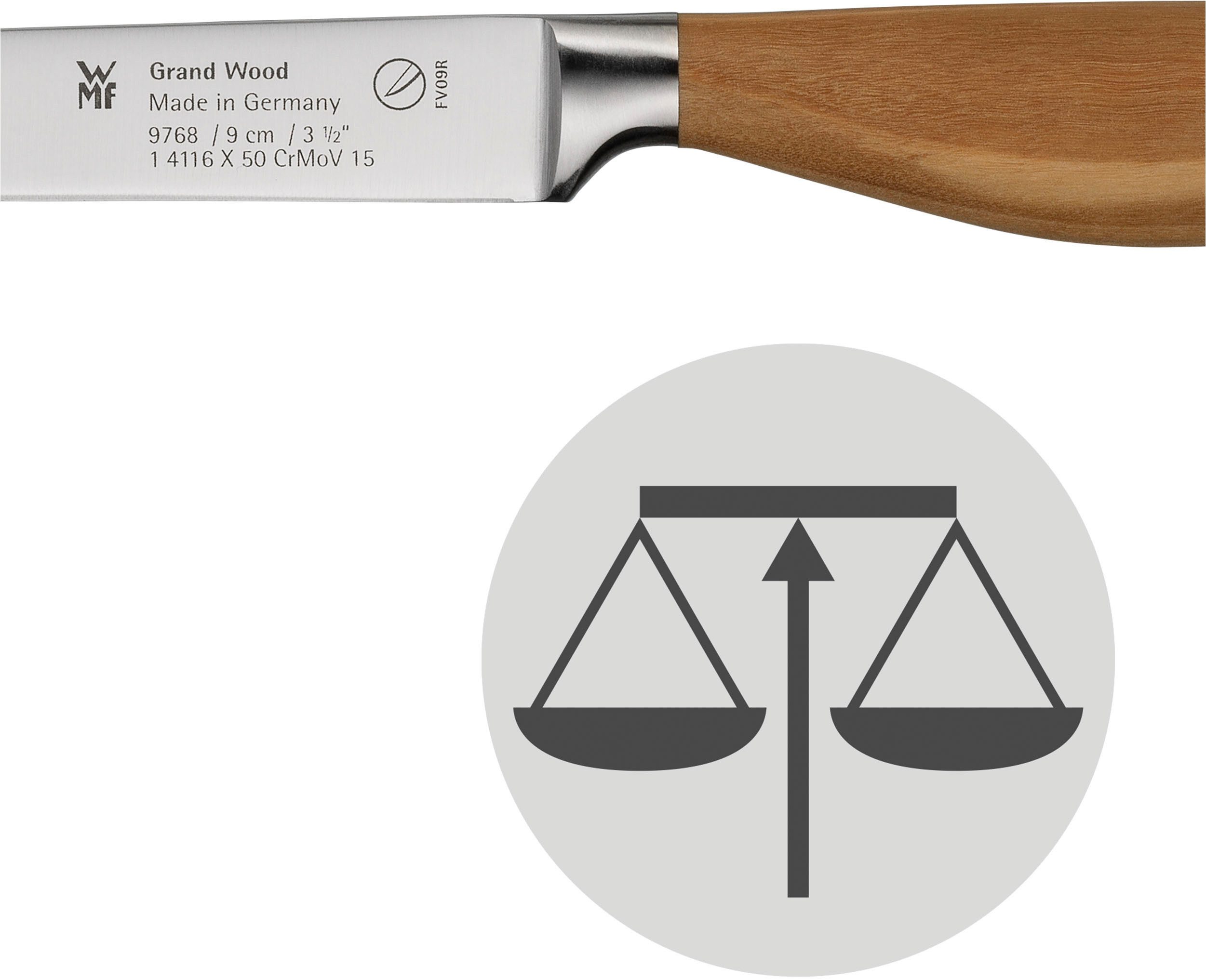 WMF Groentemes Grand Wood 9 cm, olijfhouten handvat, handgesmeed speciale messtaal (1-delig)