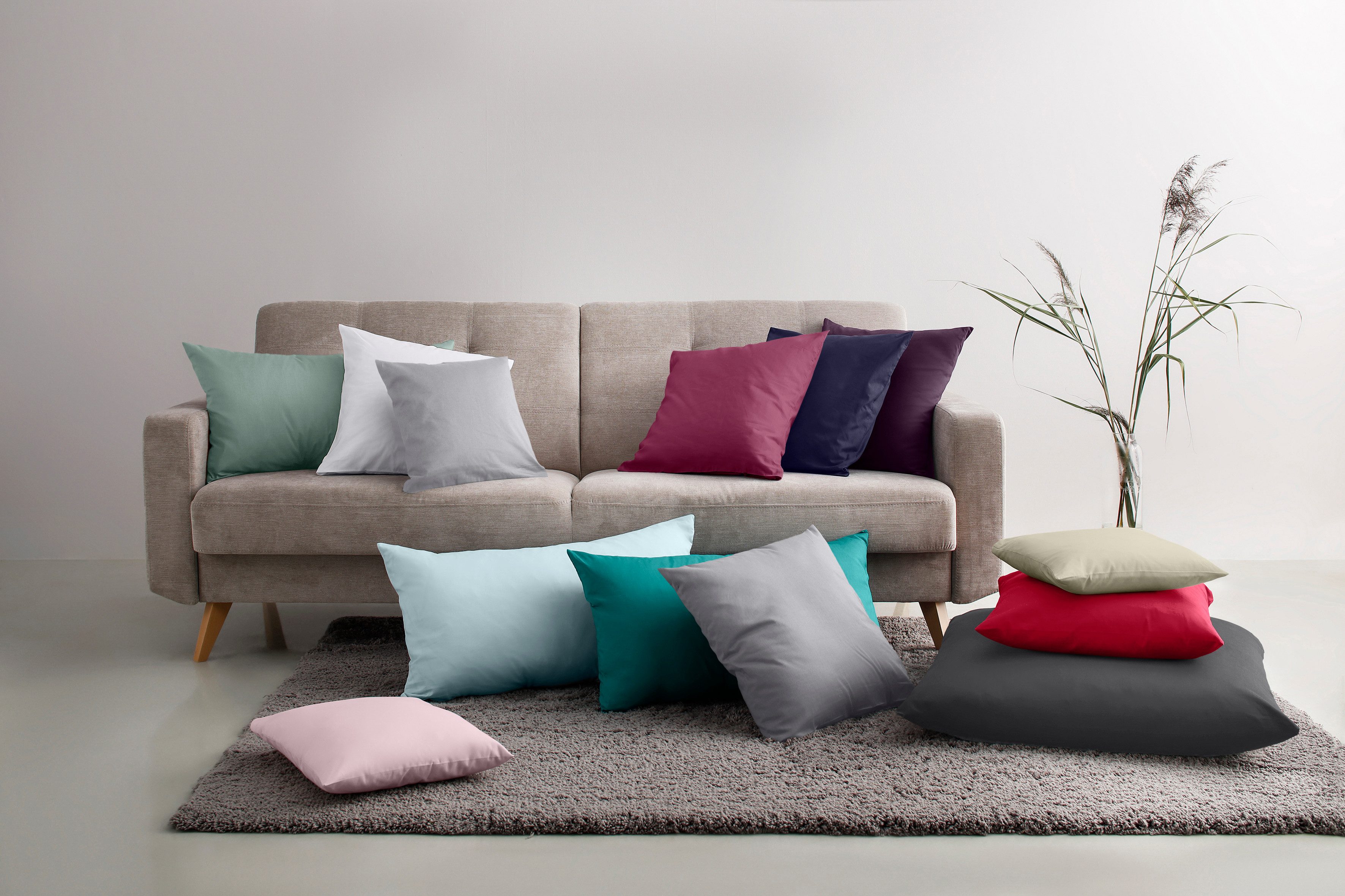 Home affaire Kussenhoezen Luisa van 100% katoen, met rits, ademend, effen (2 stuks)