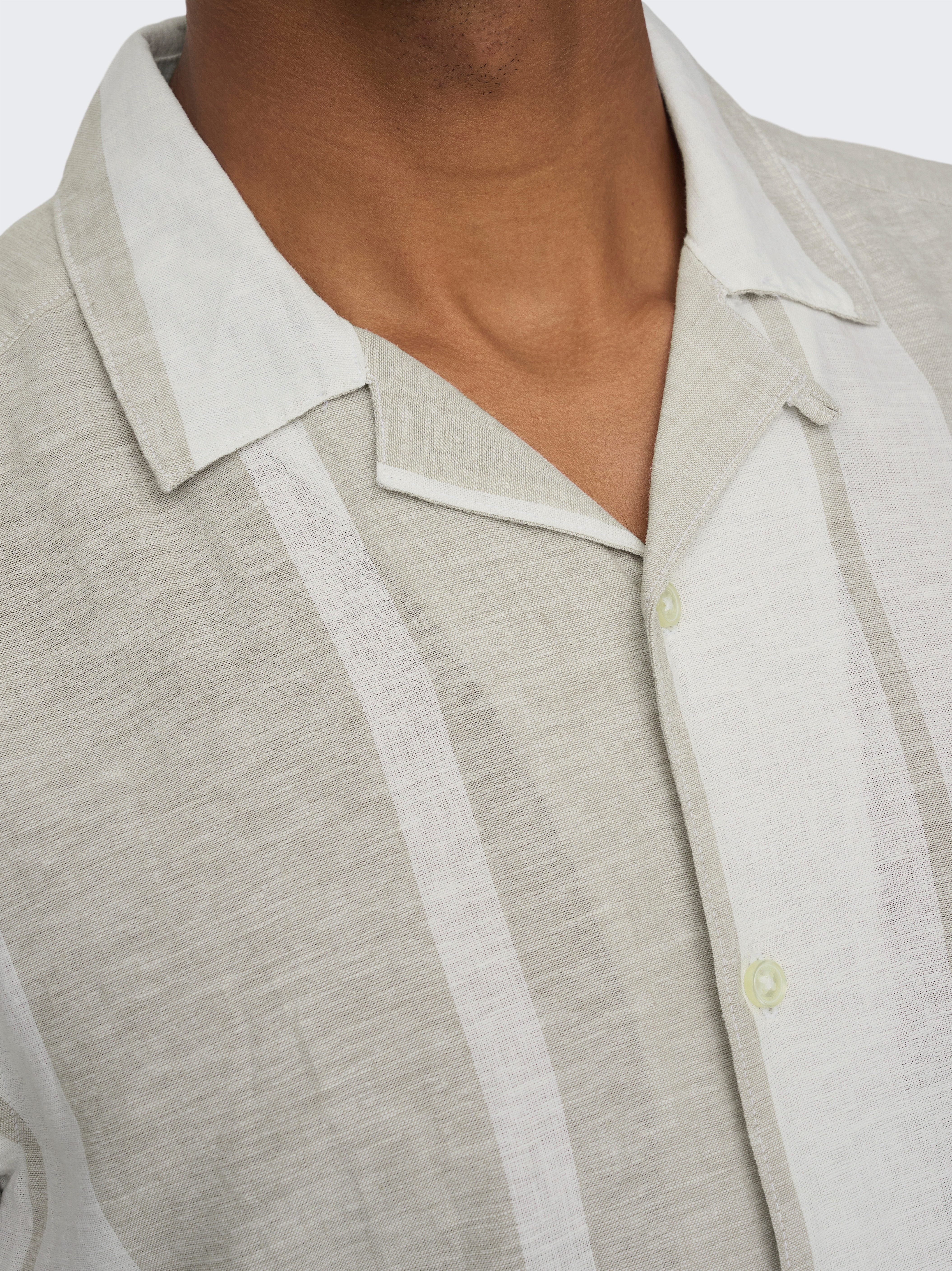 ONLY & SONS Overhemd met korte mouwen ONSCAIDEN SS STRIPE LINEN RESORT NOOS