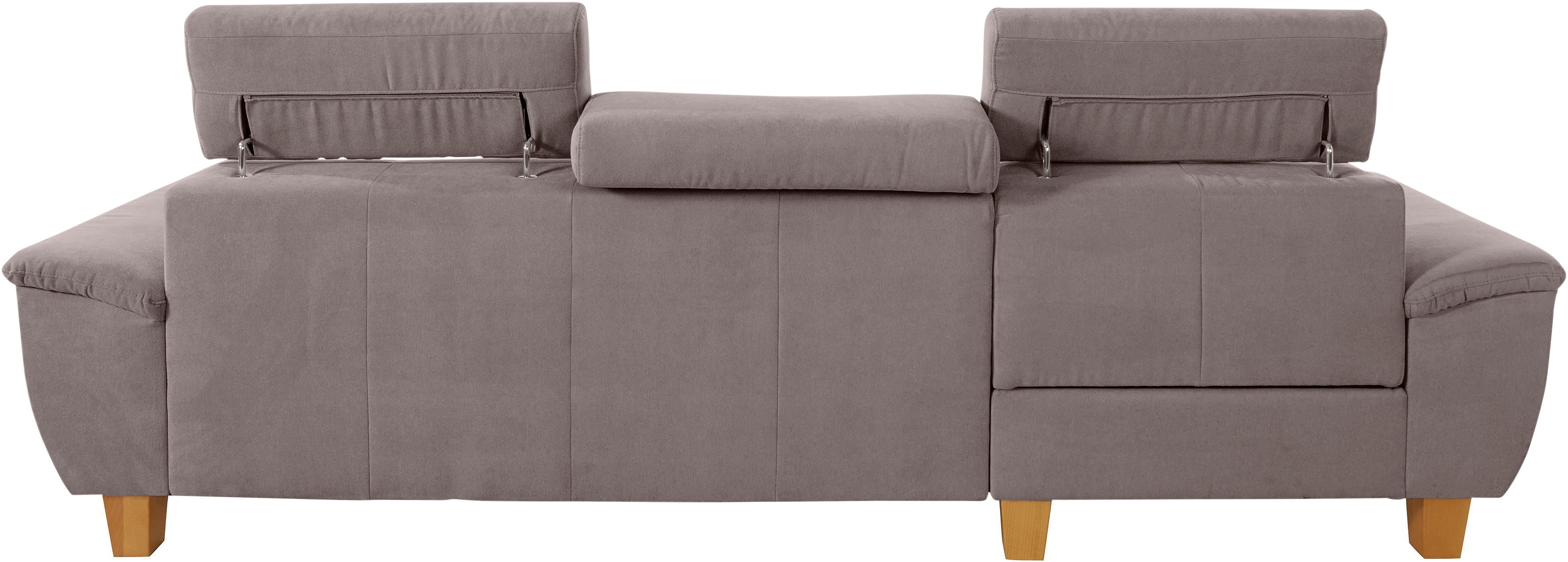 exxpo - sofa fashion Hoekbank Enya, uitgebreide afwerking, hoog zitcomfort, comfortabel, L-vorm inclusief verstelbare hoofdsteun, naar keuze met slaapfunctie en bedkist