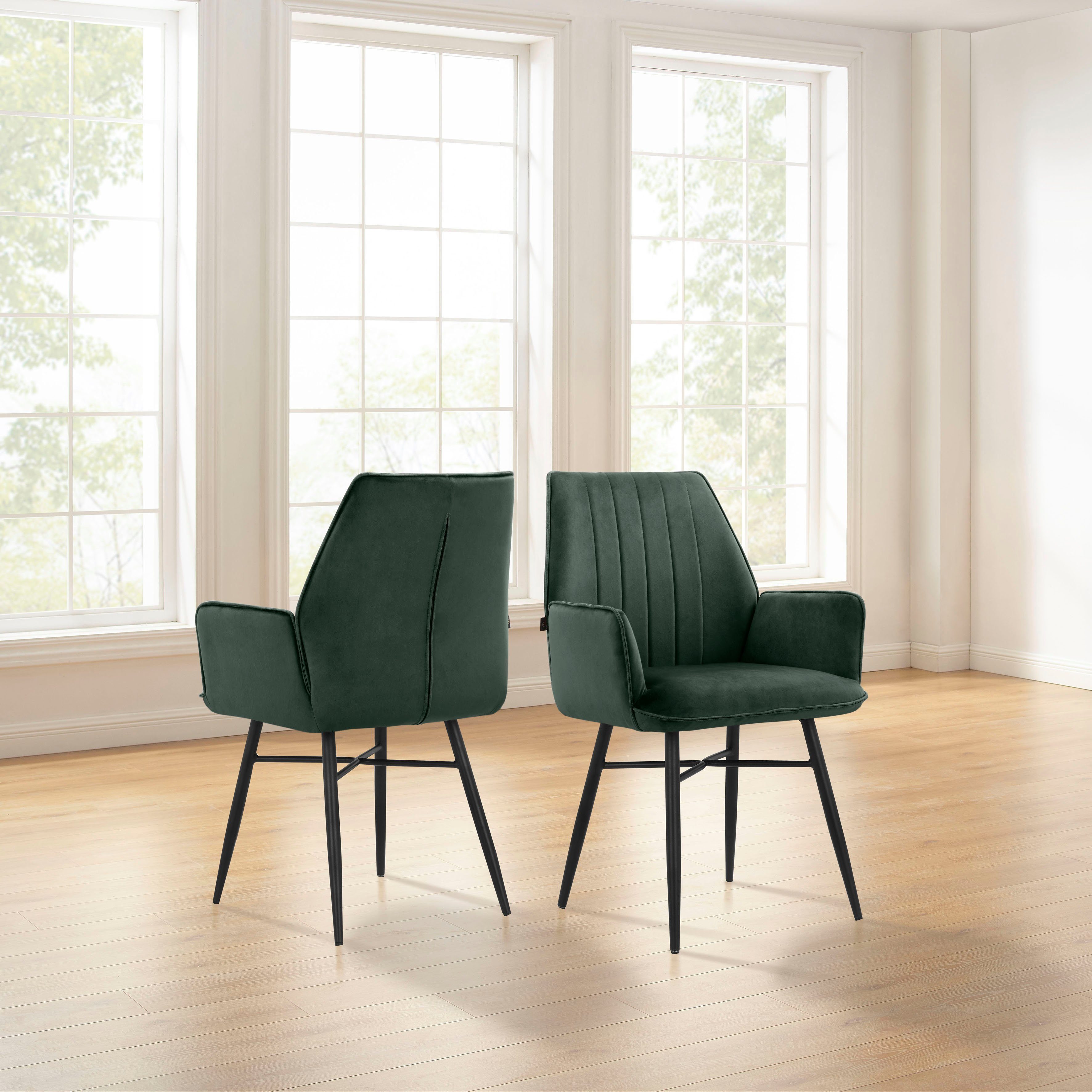 Leonique Eetkamerstoel Hrodwyn Zacht beklede zitting, met horizontale naden op de achterkant, zithoogte 52 cm (2 stuks)