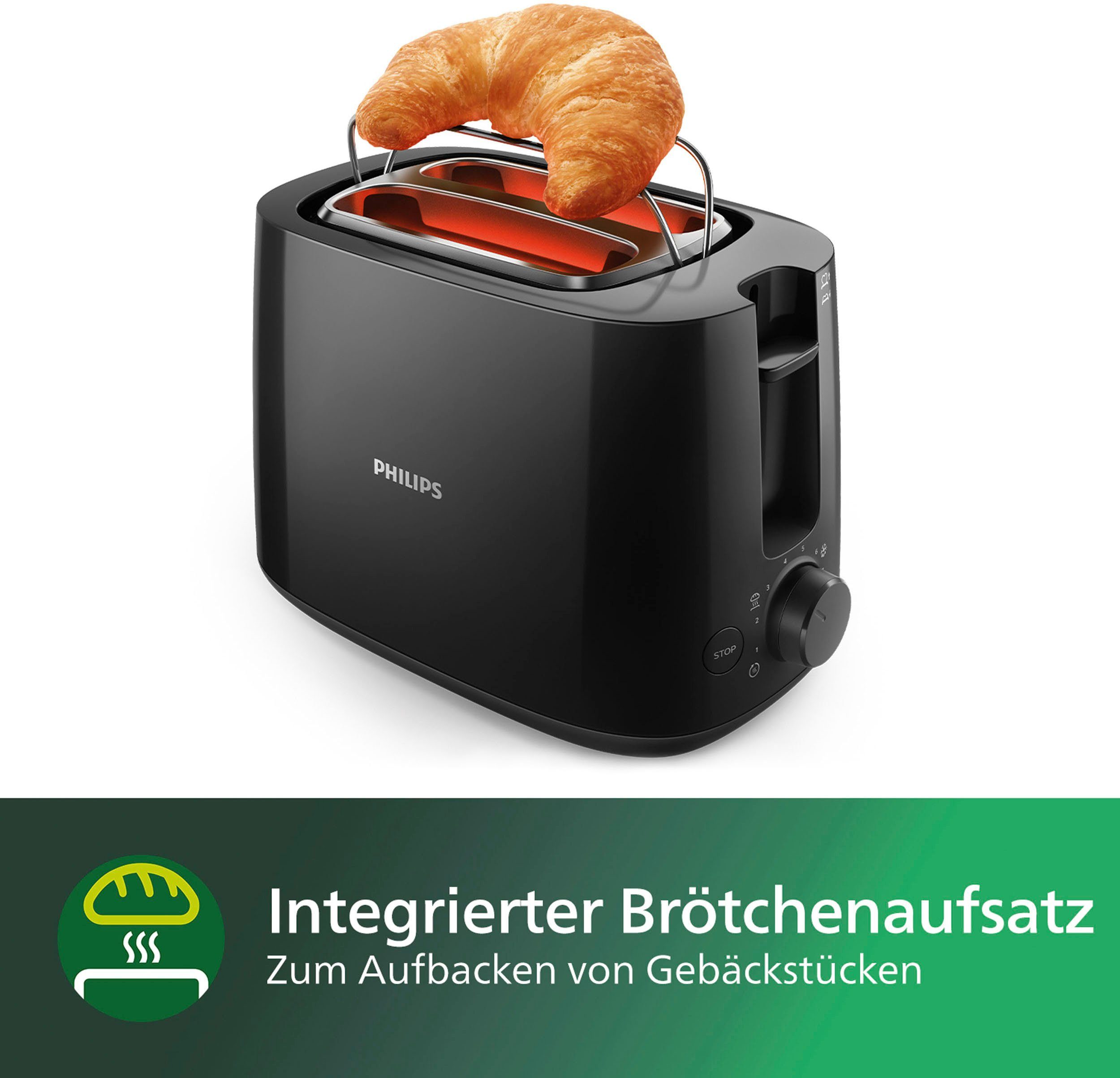 Philips Toaster HD2581/90 Daily Collection Broodjesopzet, kruimellade, 8 bruiningsniveaus, zwart