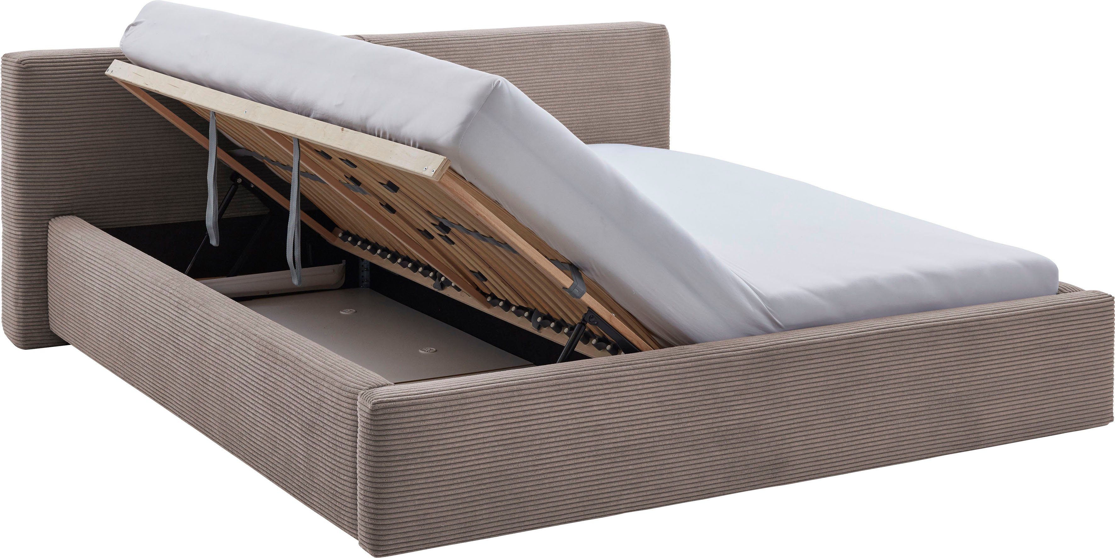 meise.möbel Gestoffeerd bed Cube optioneel met matras en bedlade extra vlak hoofdeinde, verkrijgbaar in de breedtes 140cm, 160cm & 180cm
