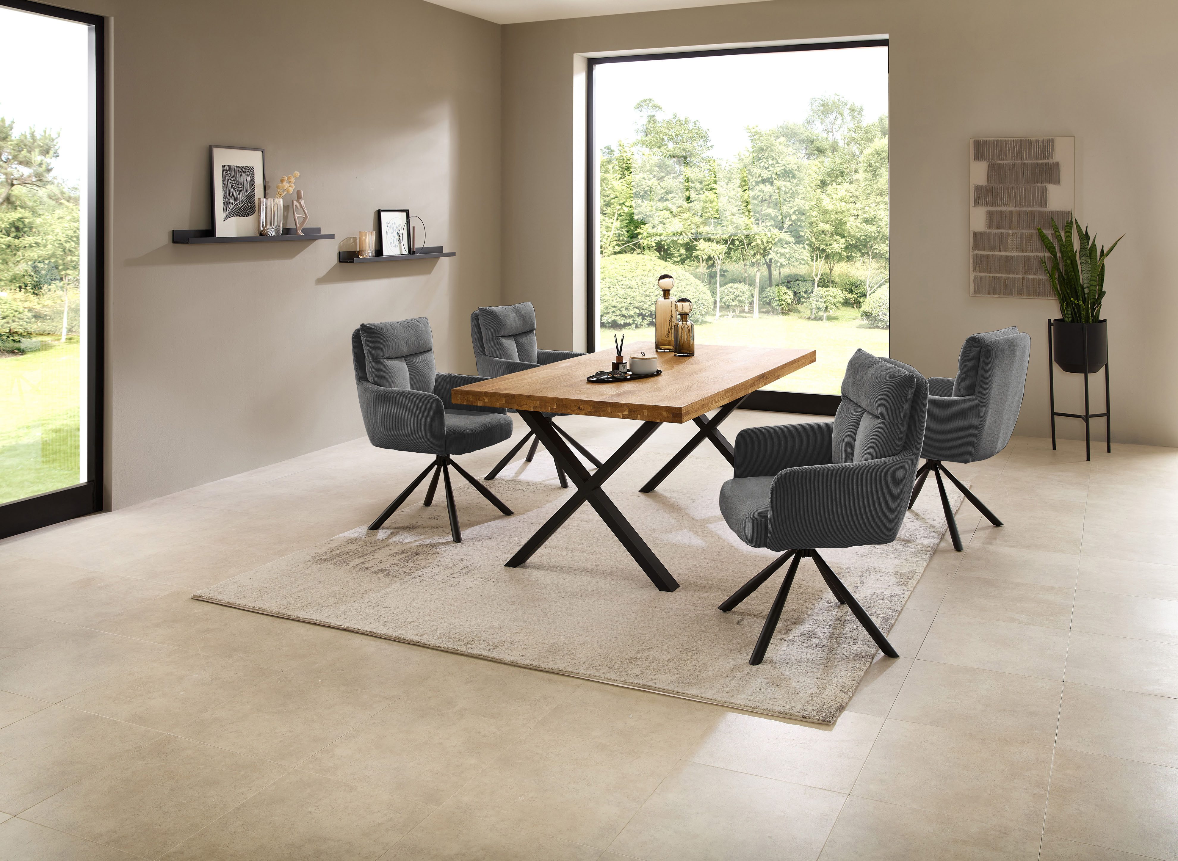 Stolkom Eettafel Chris eettafel eik massief hout, BxHxD 110x47x70 cm