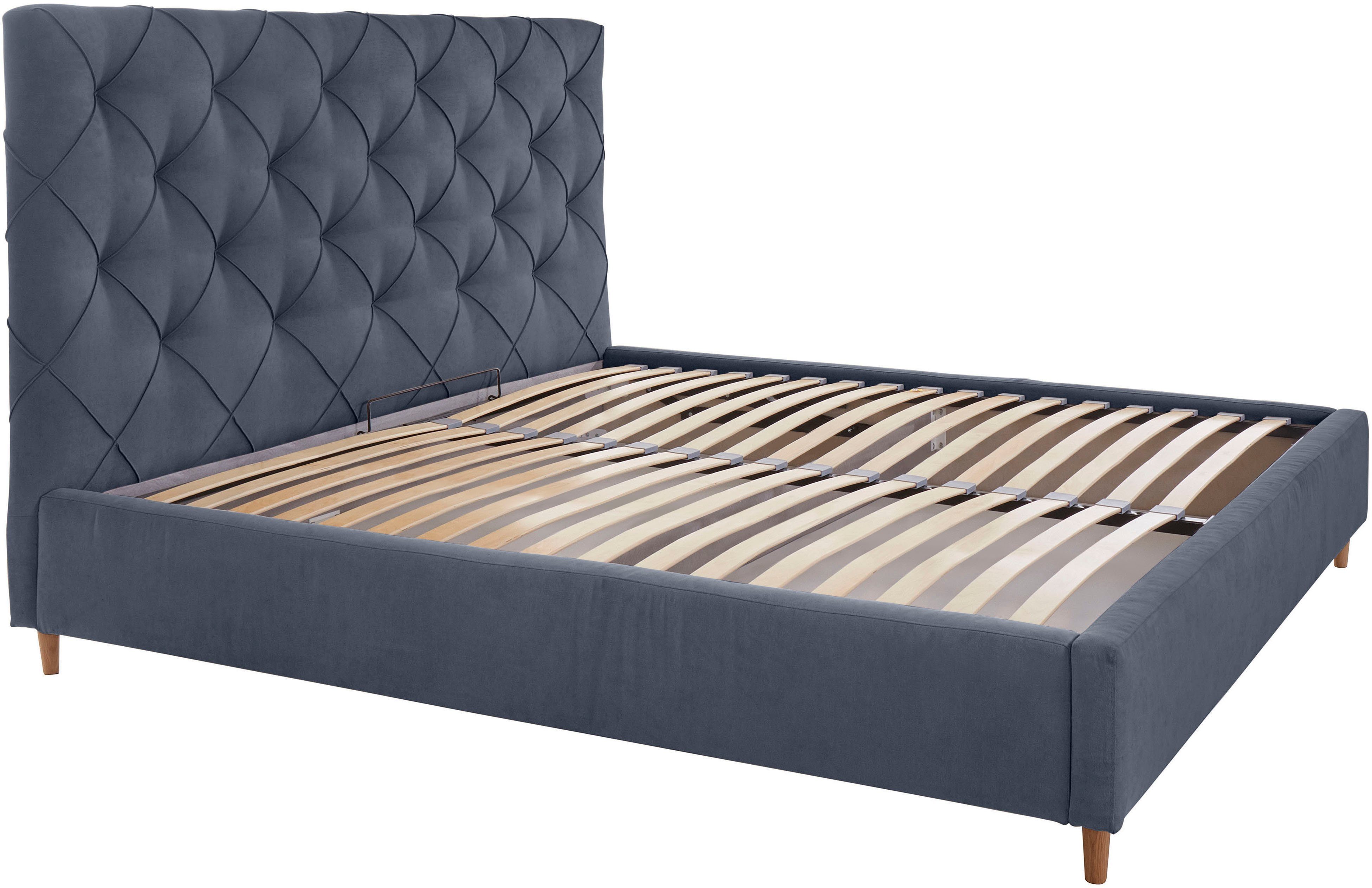 Leonique Gestoffeerd bed LOUANNE met mooie capitonnage aan de achterkant, met bedkist