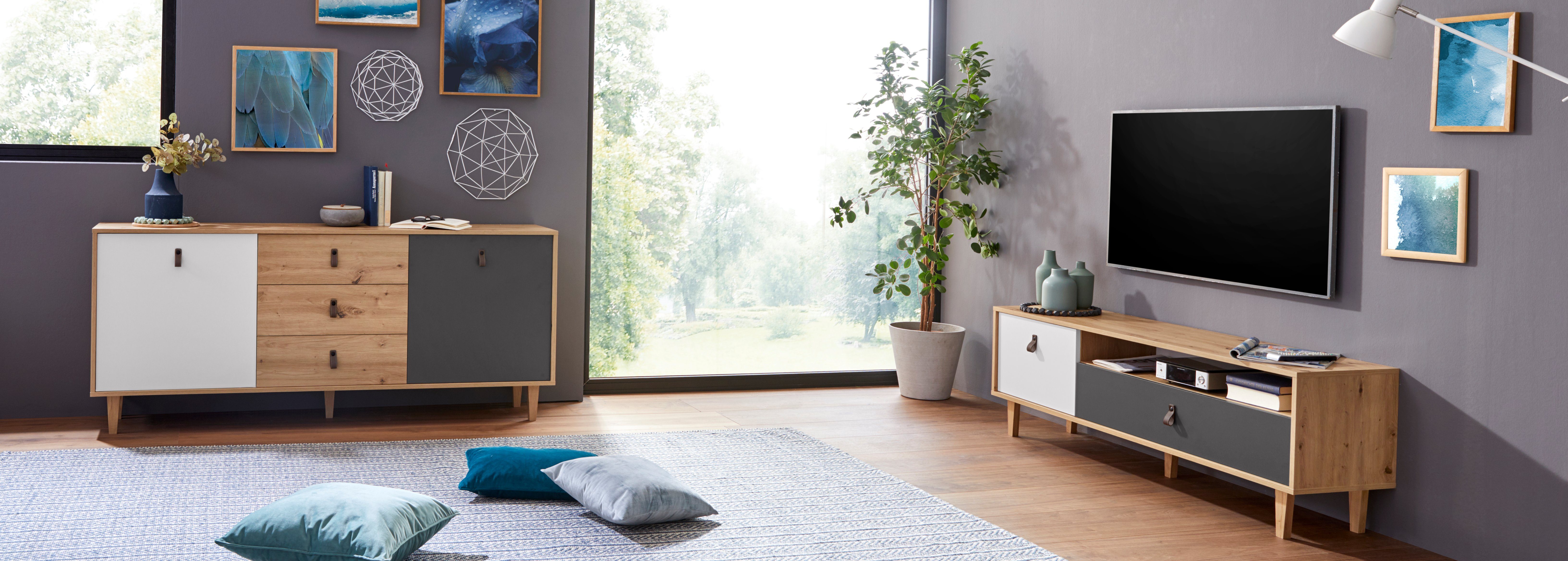 Homexperts Dressoir BRISTOL , breedte 120 cm of 180 cm, met massieve eiken poten
