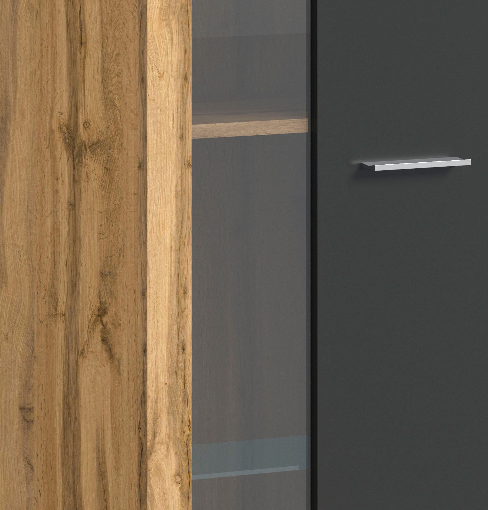 INOSIGN Wandmeubel Aosta, Breedte 330cm, bestaand uit Highboard, Lowboard, Wandplank, Vitrine (4 stuks)