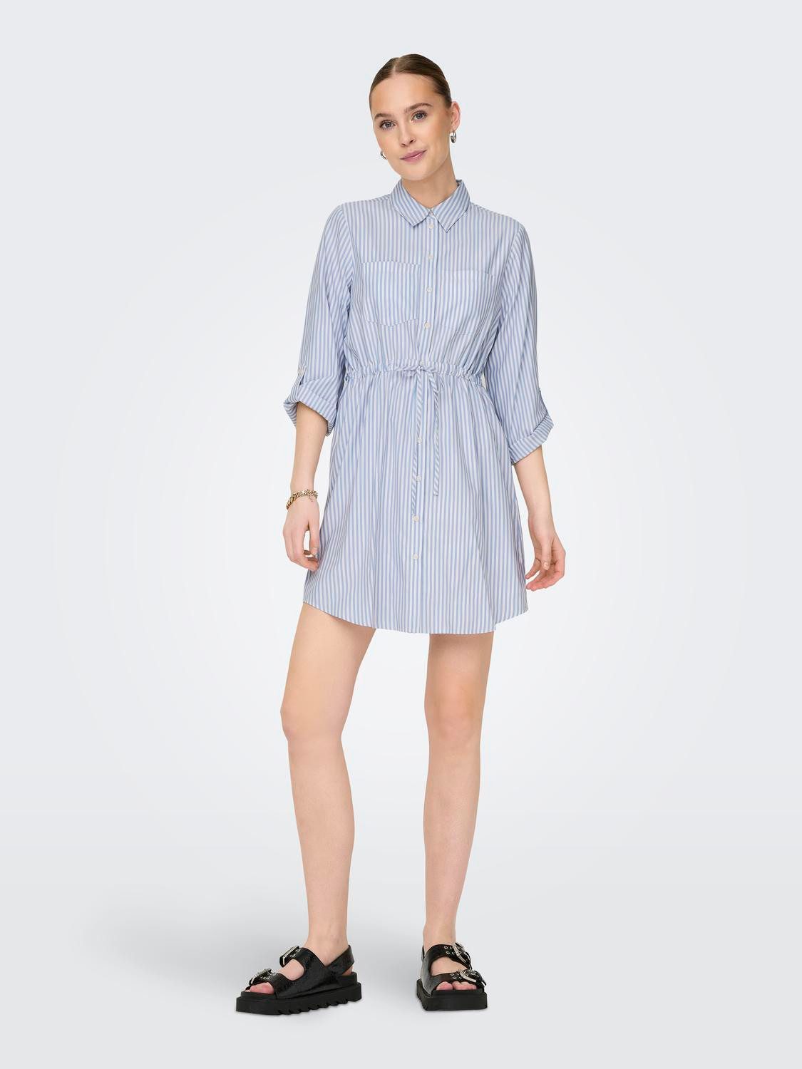 Only Jurk met overhemdkraag ONLSARAH LS SHIRT DRESS WVN