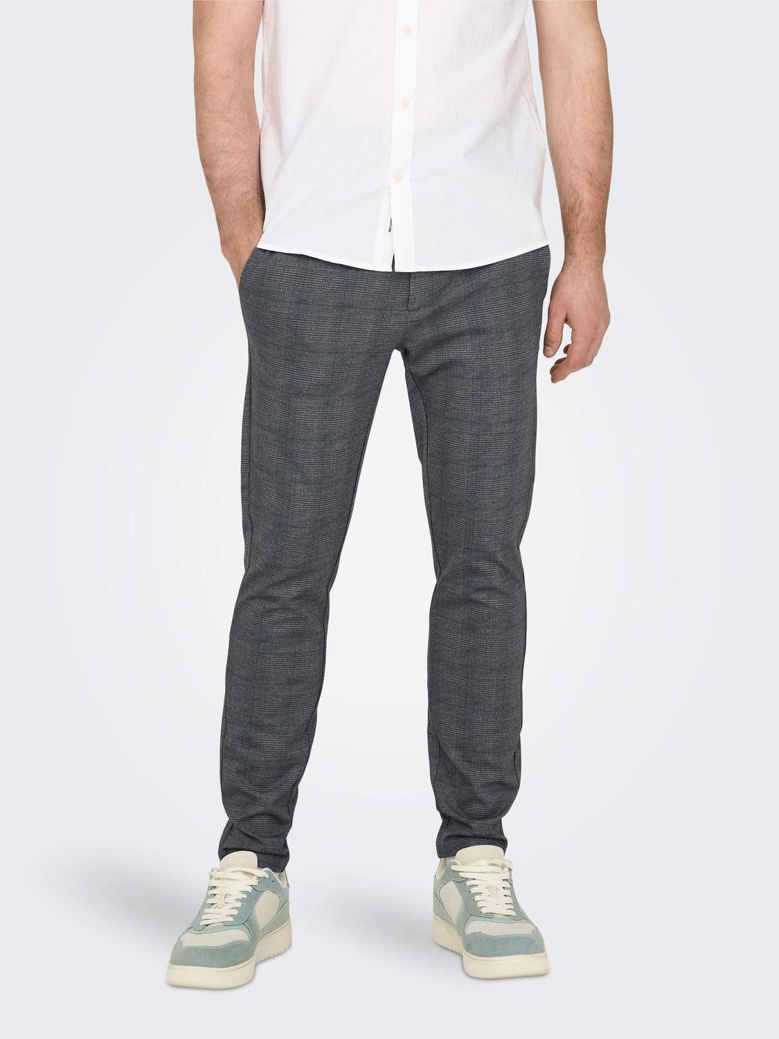 ONLY & SONS Chino ONSMARK SLIM CHECK 020919 PANT NOOS heren chino's maat 29 blauw