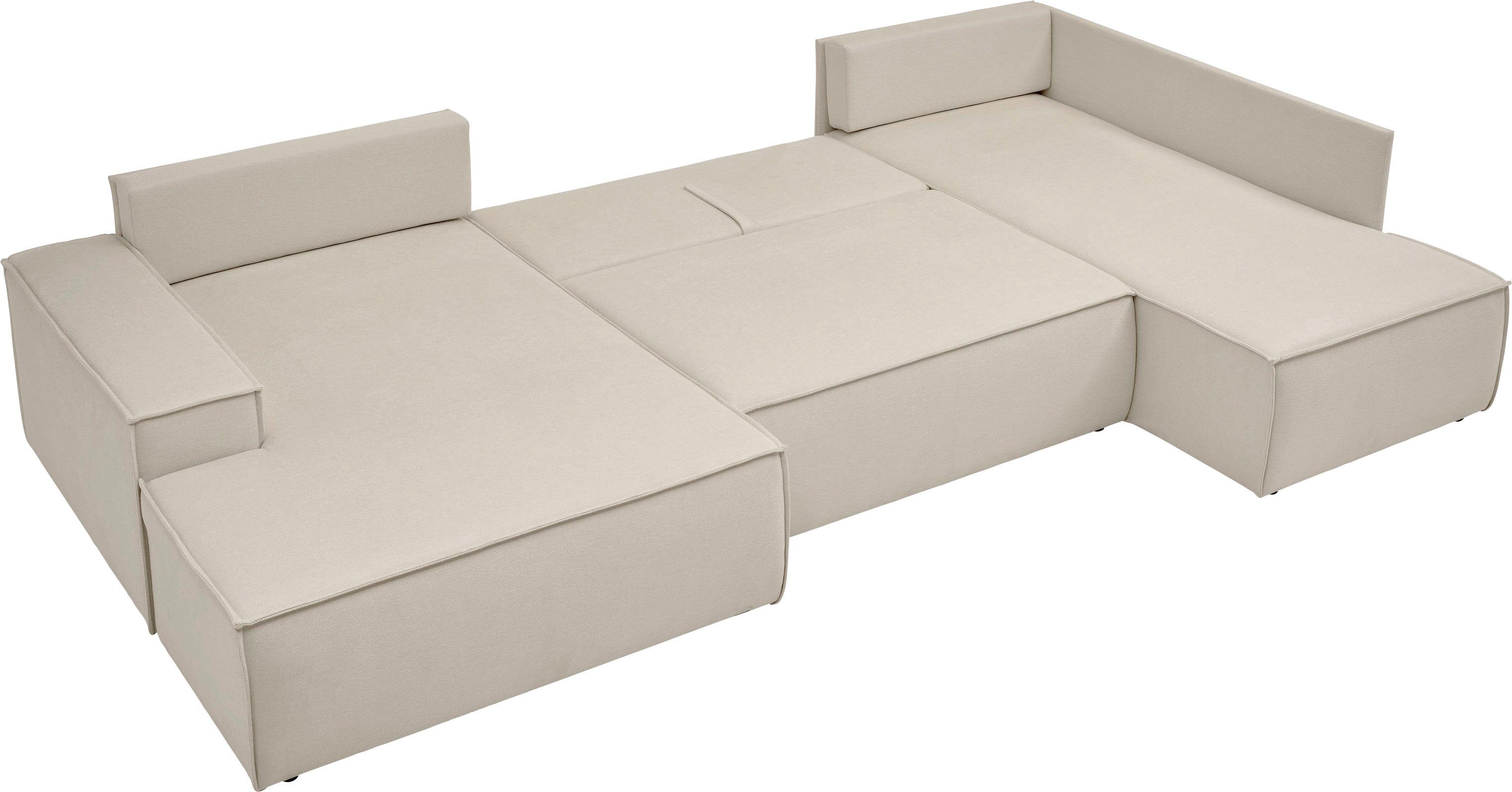 andas Zithoek FINNLEY U-model XXL 329 cm, bedbank, slaapfunctie m. bedkist