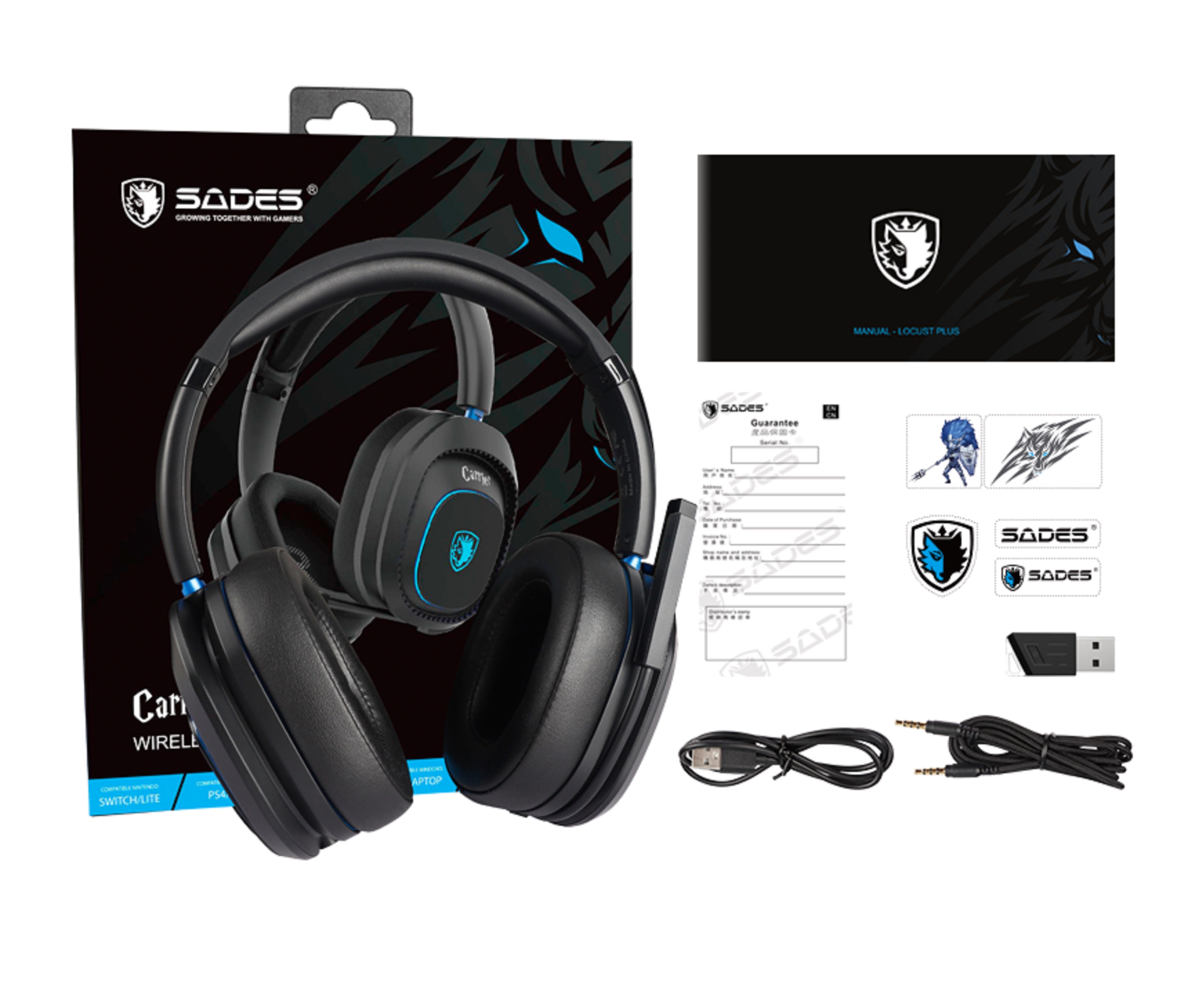 Sades Gaming-headset Carrier SA-203 draadloos, stereo, over ear, bluetooth 5.0, 2.4g, 3,5 mm