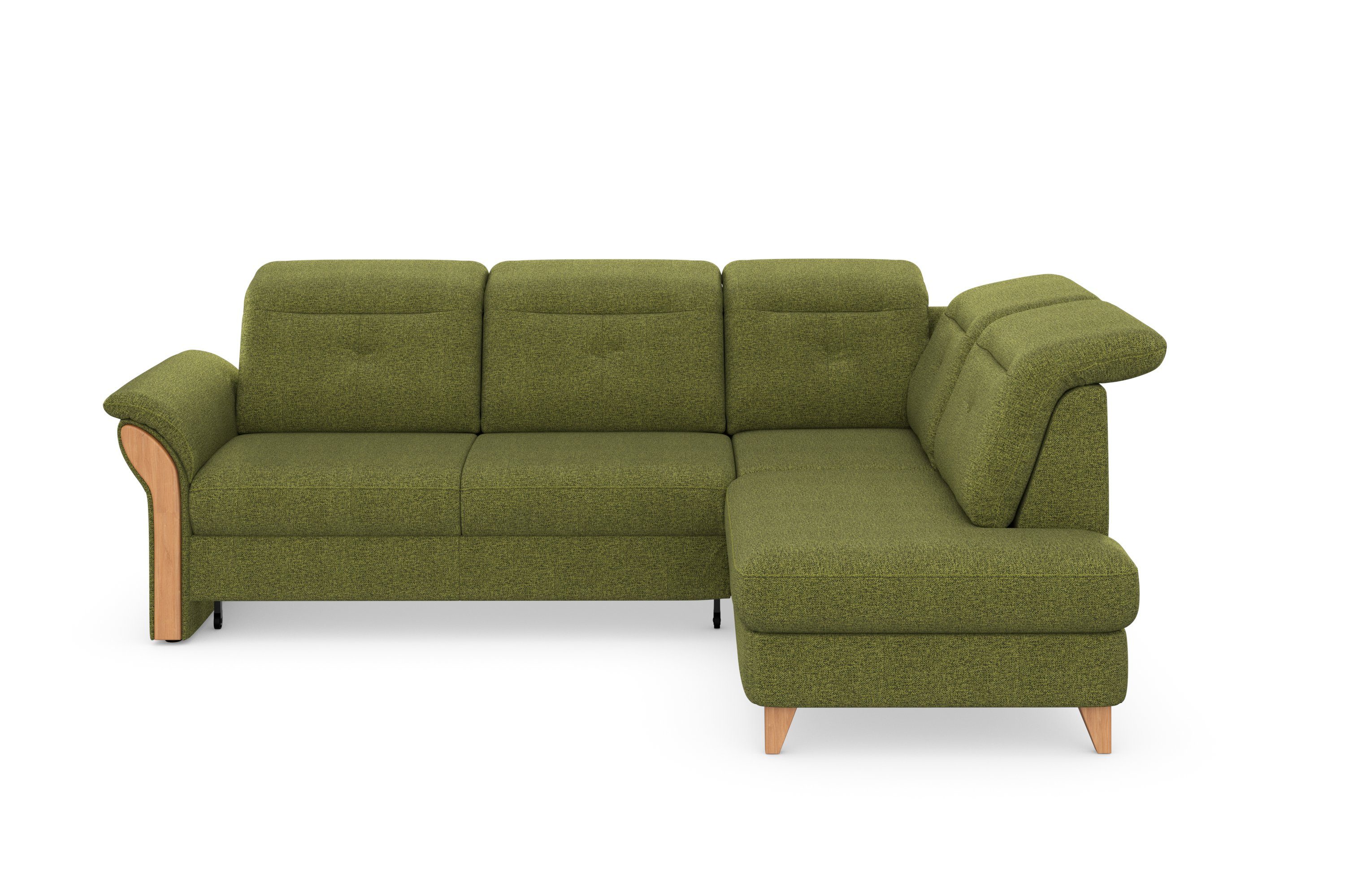 Home affaire Hoekbank Dangast L-vorm Verstelbare hoofdsteun, naar keuze met motorische relaxfunctie groen, hoekbanken, Breedte ligoppervlak: 122 cm,