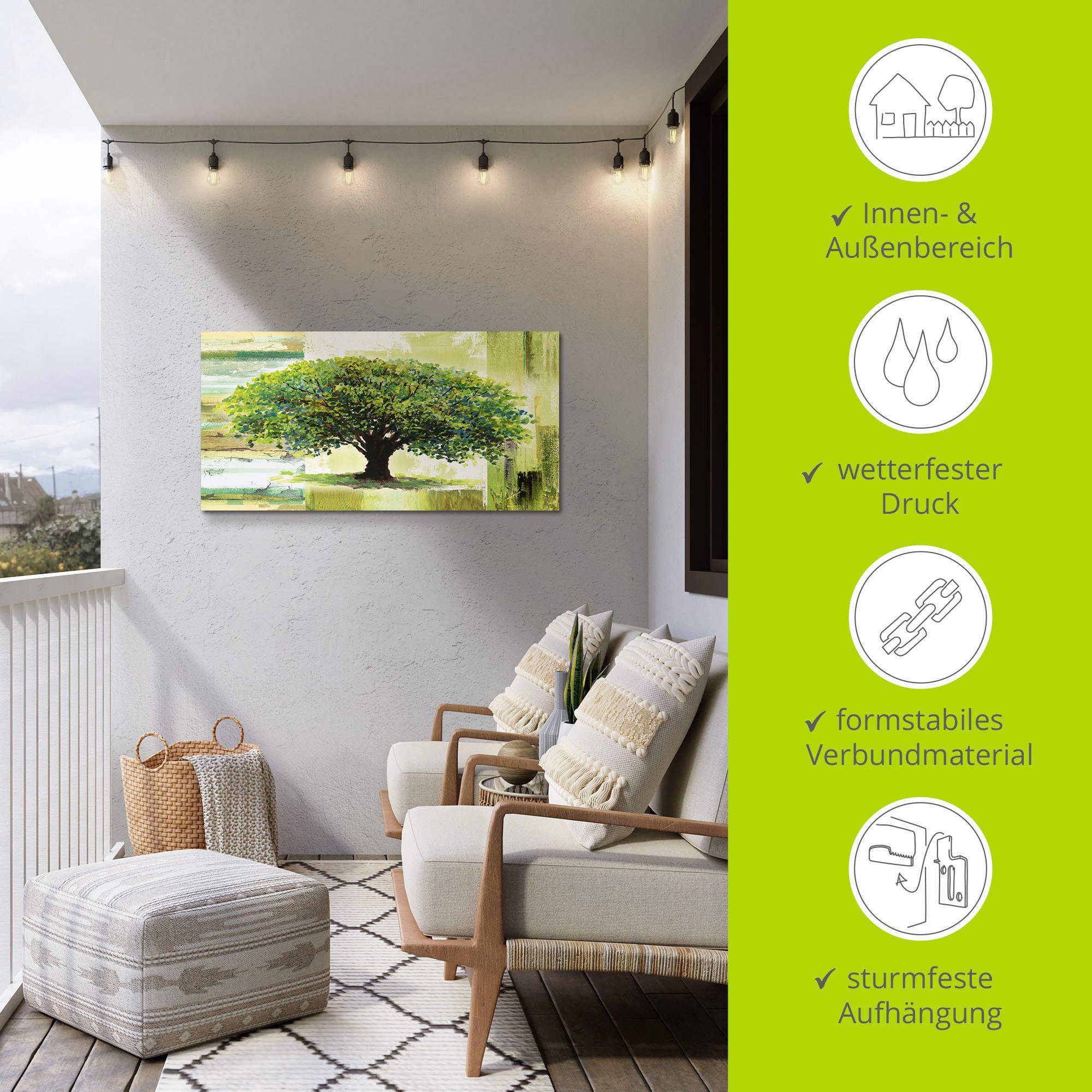 Artland Artprint Voorjaarsboom op abstracte achtergrond als artprint van aluminium, artprint voor buiten, artprint op linnen, poster in verschillende maten. maten